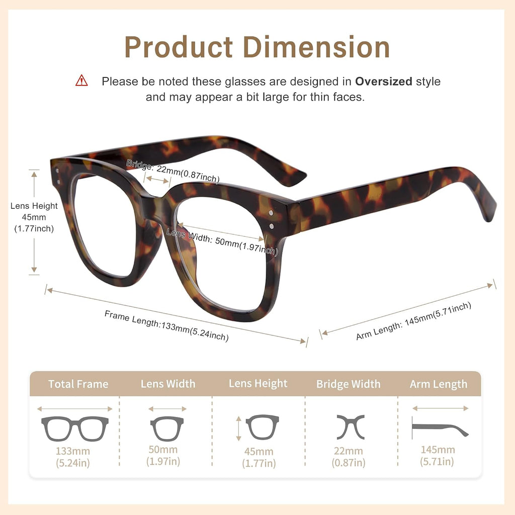 Madison Avenue Women Blue Light Glasses Oversize Blue Light Blocker for Women  Anti Eyestrain & UV Protection Computer Eyeglasses Hanna (Tortoiseshell)