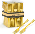 Qeirudu 4 Inch Gold Plastic Mini Forks  100 Pack Disposable Appetizer Forks Heavy Duty Tiny Forks for Party Small Desserts  Charcuterie  Samples  Cocktails and Strawberries