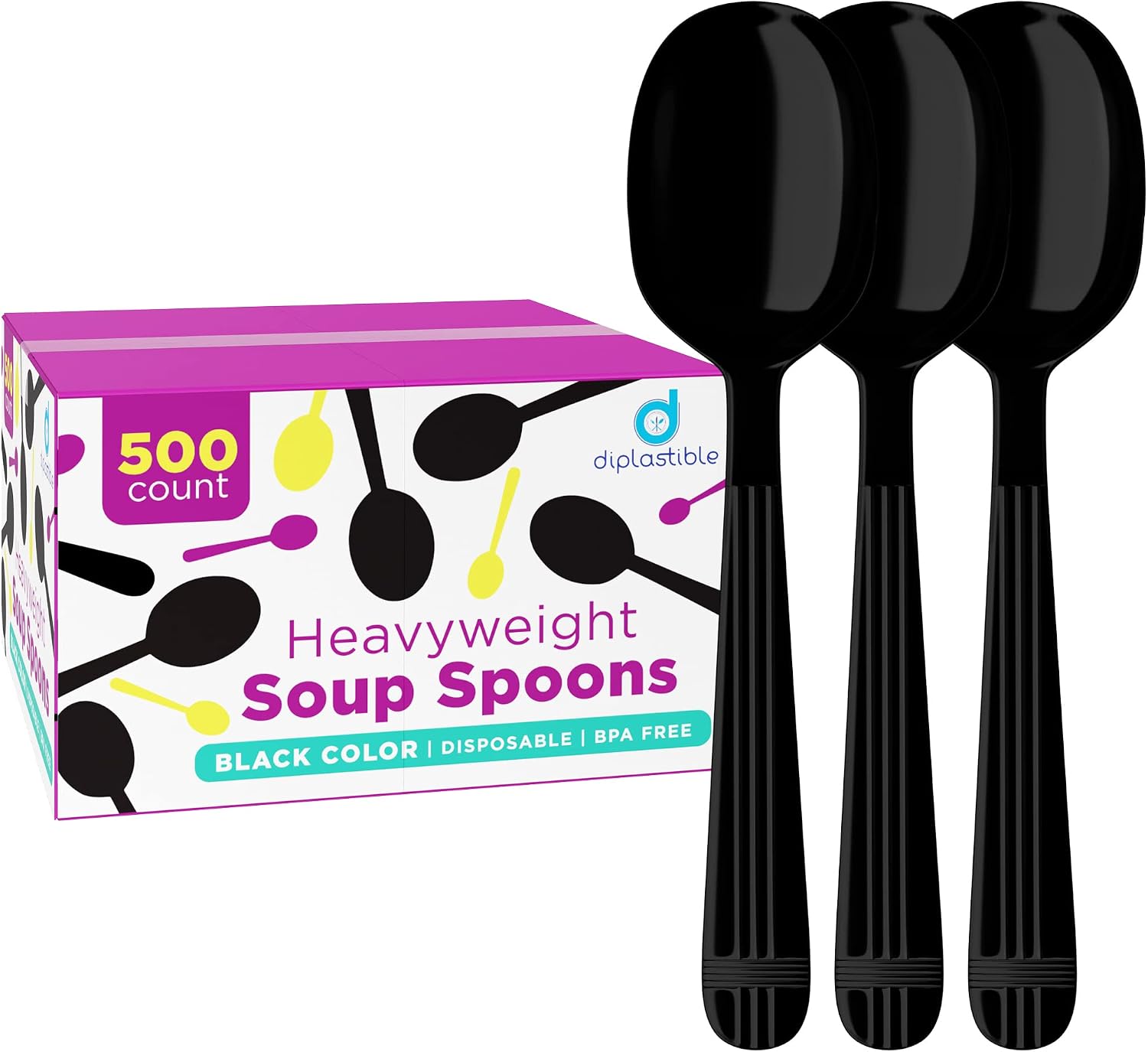 Plastic Spoons Heavy Duty - Soup Spoons - Disposable Spoons Utensils - Cutlery for Parties and Events Pack of 500
