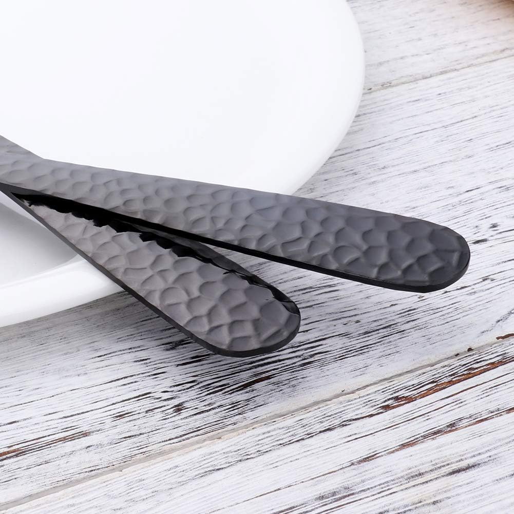 Salad Spoon and Fork Set  12 Inch Stainless Steel Salad Server  Black Serving Utensils  Dishwasher Safe  Pack of 2