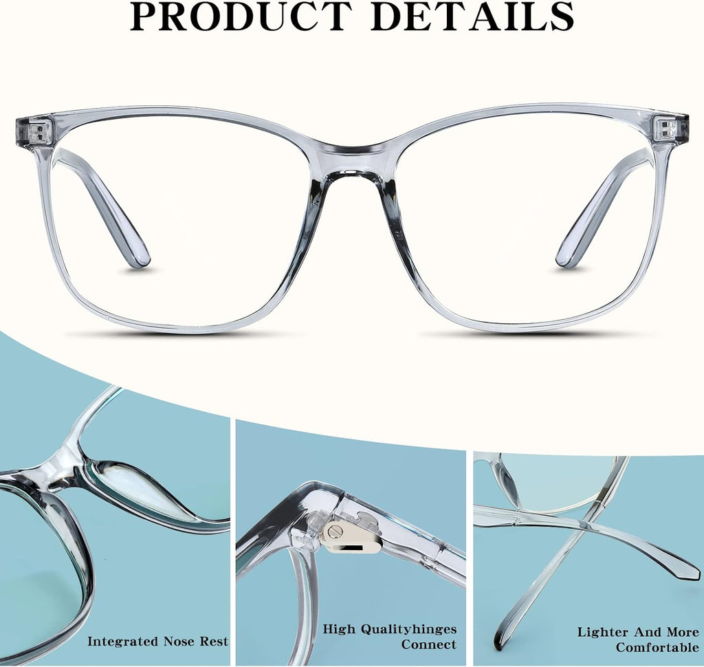 Blue-Light Blocking Glasses for Women Men - 3Pack Computer Reading/Gaming/TV/Phones Glasses Anti Eyestrain & UV Glare