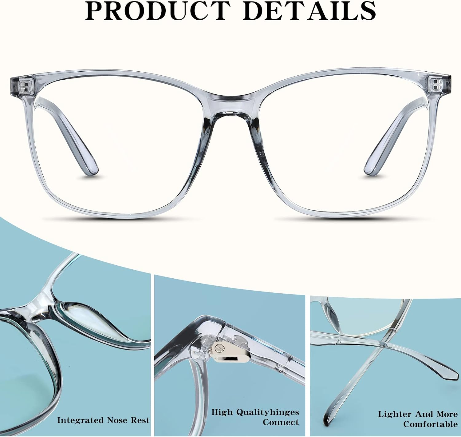 Blue-Light Blocking Glasses for Women Men - 3Pack Computer Reading/Gaming/TV/Phones Glasses Anti Eyestrain & UV Glare