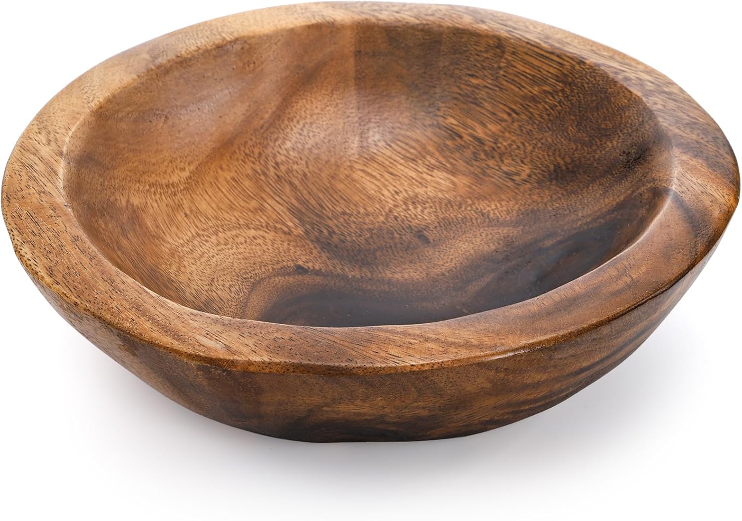 ZENFUN Wooden Decorative Bowl  Wood Round Serving Bowl  Walnut Tray Dish Kitchen Dining for Fruits  9.4" Diameter x 2.5" Height  Seamless