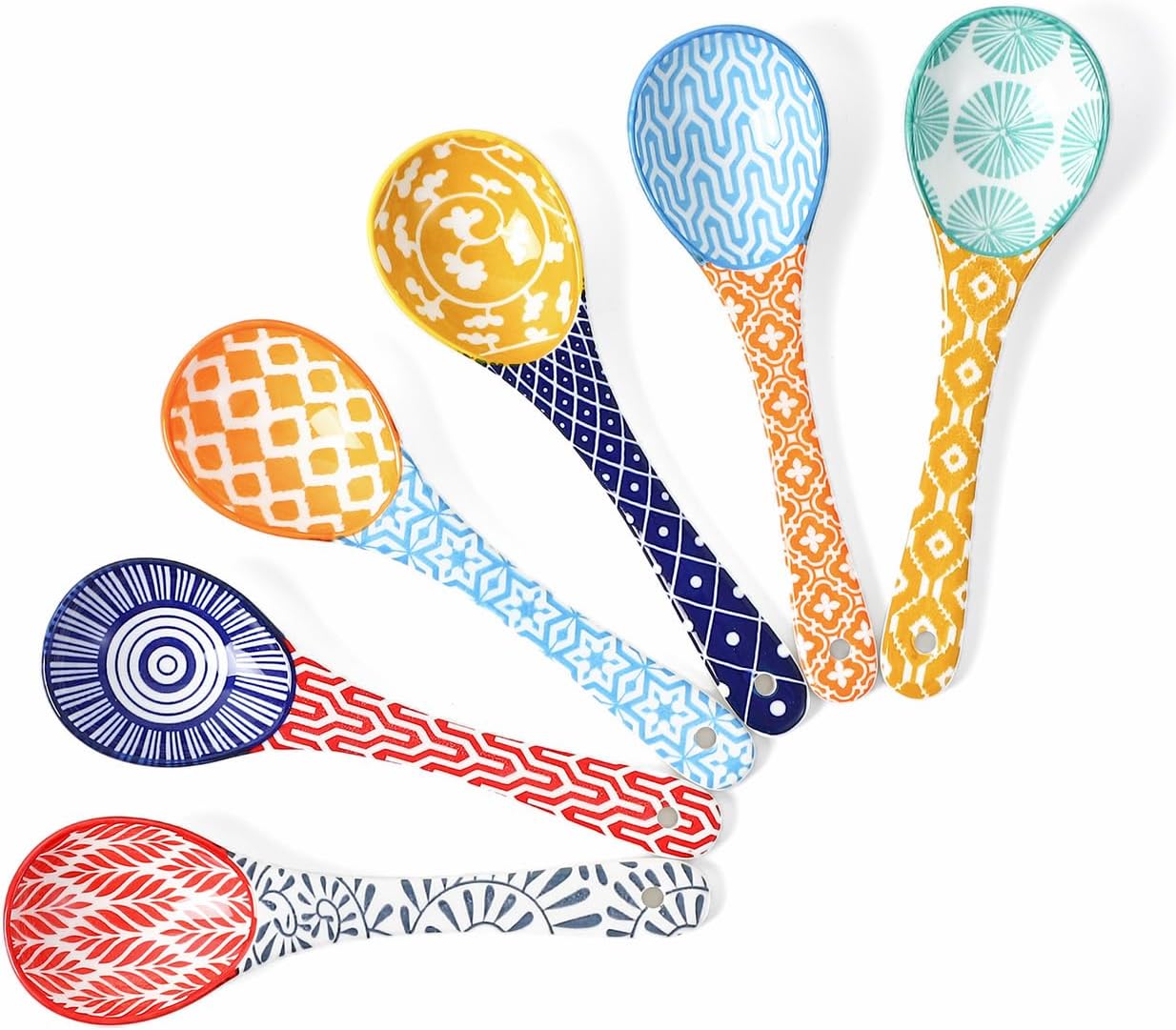 Selamica Ceramic Soup Spoons  6.2 Inch Small Serving Spoons for Cereal  Yogurt  Dips  Ice Cream  Spoon Set of 6  Dishwasher & Microwave Safe  Assorted Colors