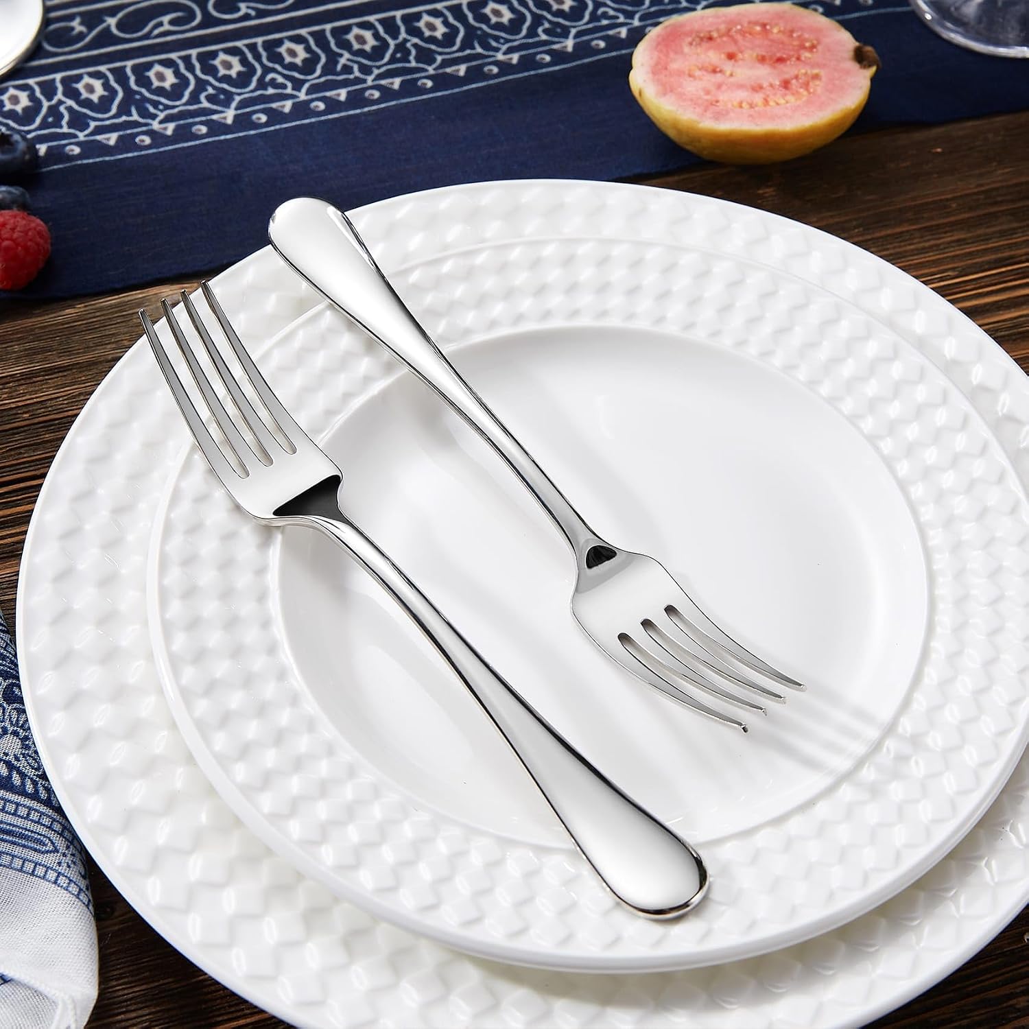 KEAWELL Premium Fine Verona 4-Piece 7.4 inch Fork Set – 18/10 Stainless Steel  Heavy-Duty Mirror-Finished Silverware for Elegant Everyday Dining and Entertaining (4  Salad Forks)