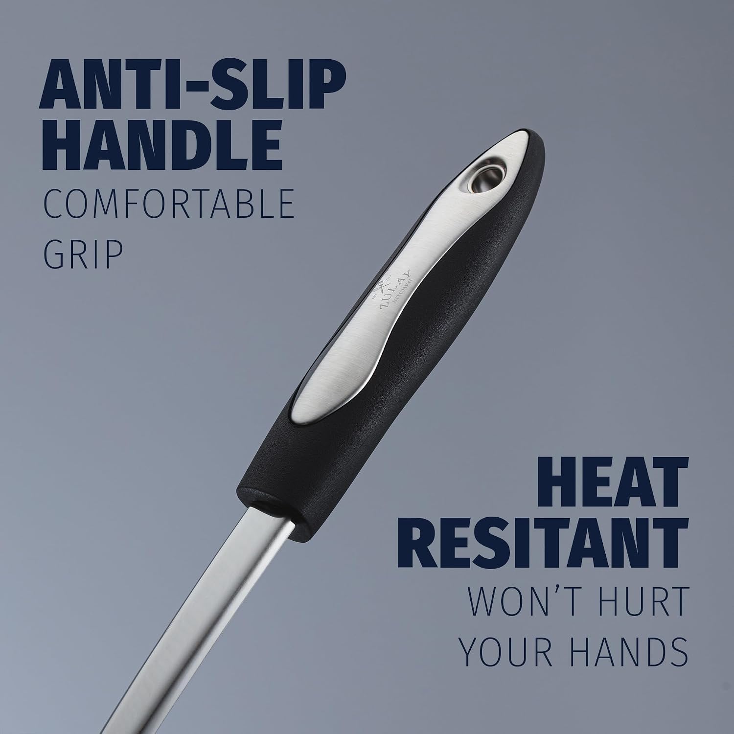 Zulay Kitchen Premium Soup Ladle - 12" Stainless Steel with Non-Slip Silicone Handle
