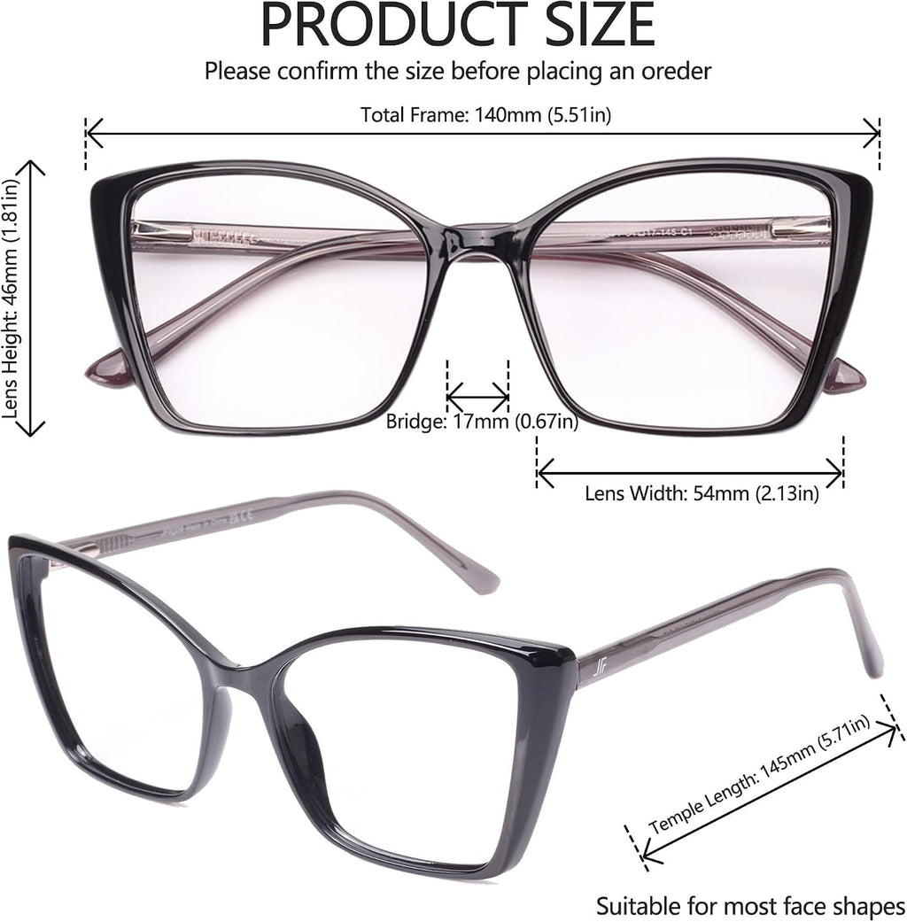 Blue Light Blocking Glasses for Women  Oversized Trendy Cat Eye Computer Gaming Glasses Anti Glare & UV Glare RF6204 (Black Cateye Frame)