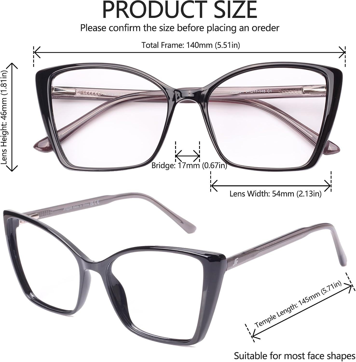 Blue Light Blocking Glasses for Women  Oversized Trendy Cat Eye Computer Gaming Glasses Anti Glare & UV Glare RF6204 (Black Cateye Frame)