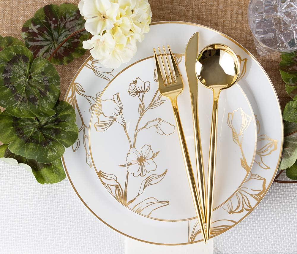 Novelty Flatware Gold Salad Forks - 32 Pieces - Modern & Stylish Plastic Flatware for Chic Table Settings  Perfect for Parties  Catering & Events