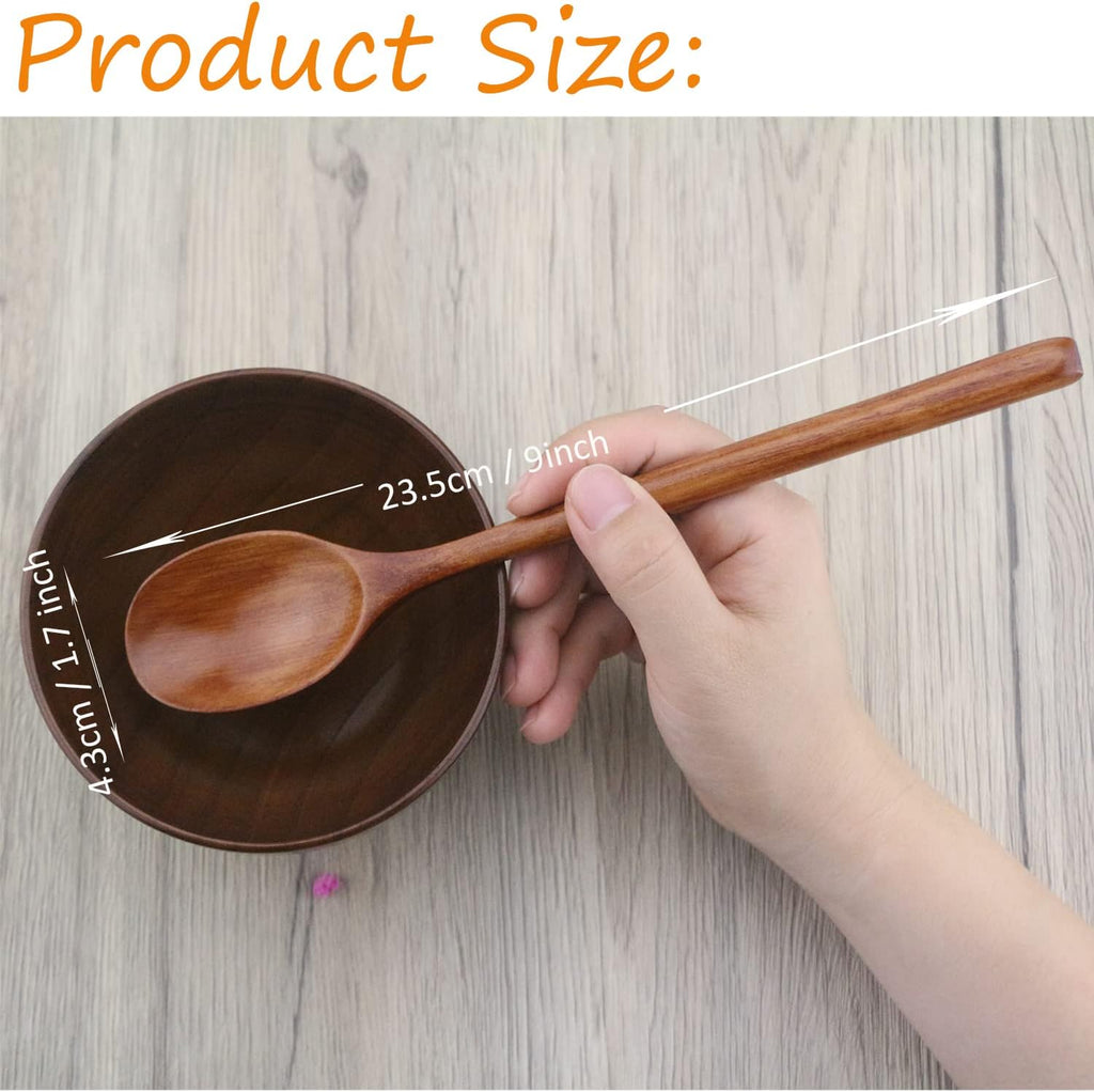 Wooden Spoons  6 Pieces 9 Inch Wood Soup Spoons for Eating Mixing Stirring  Wood Spoon with Japanese Style Kitchen Utensil