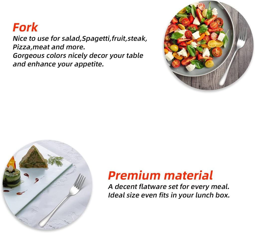 Silver Salad Forks Set of 12 pieces，Stainless Steel Flatware Forks 6.8 inch，Mirror Polish Small Utensils  New Kitchen Essentials Cutlery Set Dishwasher Safe