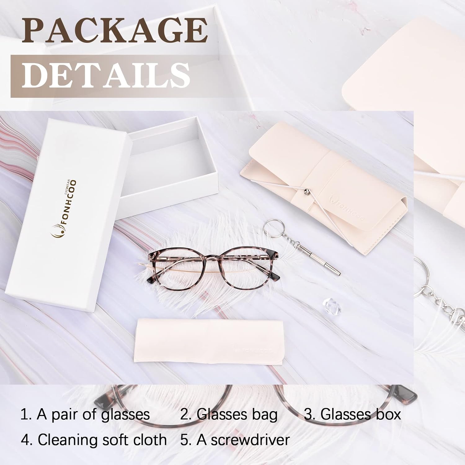 FONHCOO Blue Light Blocking Glasses Women Men Computer Eyeglasses TR90 Fashion Round Transparent Anti Blue Light Glasses with Anti Eyestrain & UV Glare for Gaming & Reading (Tortoise)