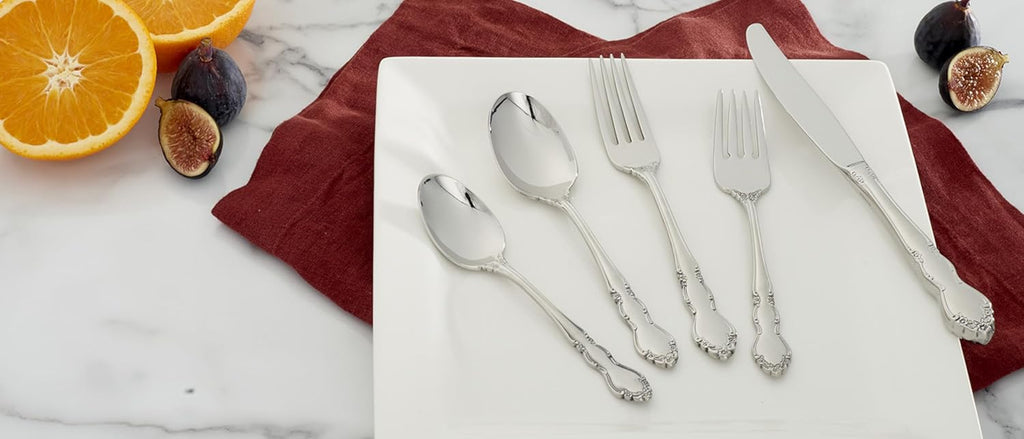 Oneida Dover Fine Flatware Salad Forks  Set of 4   18/10 Stainless Steel  Silverware Set  Dishwasher Safe