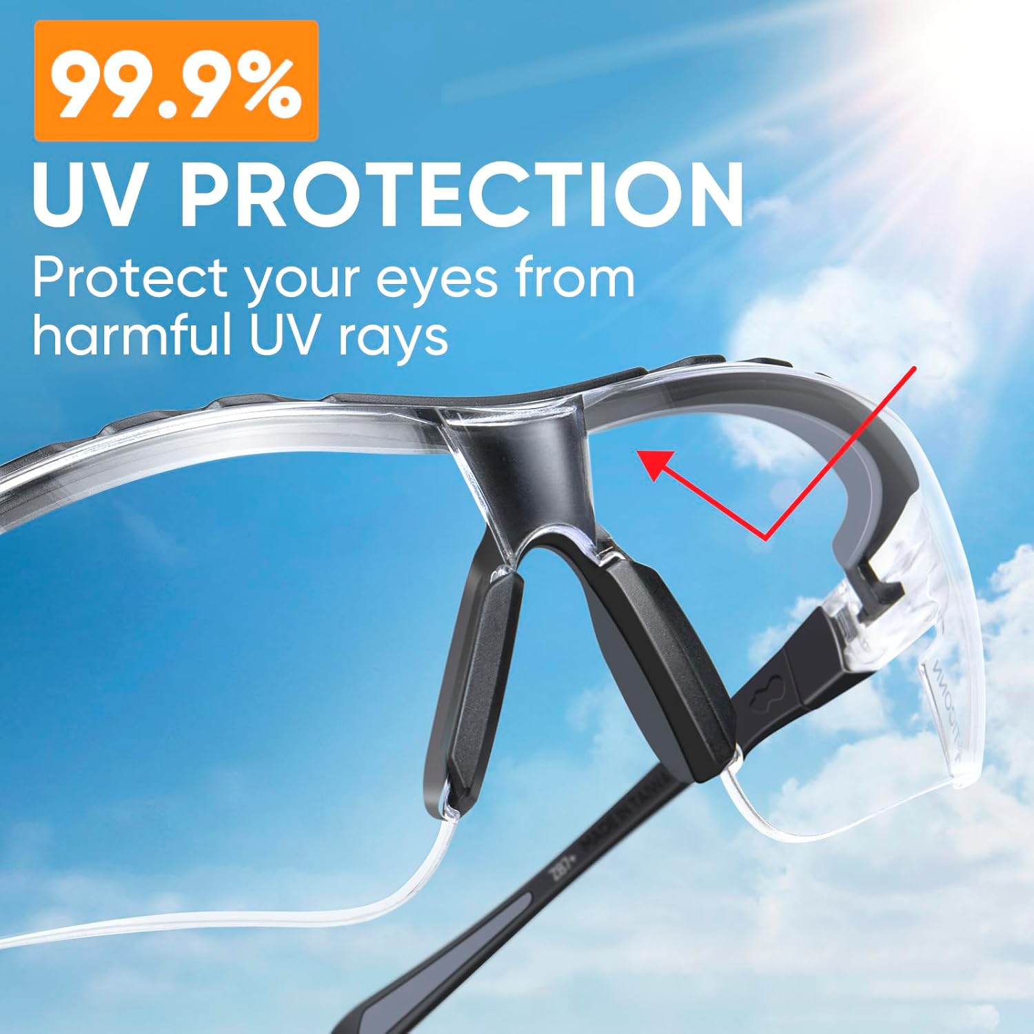 TICONN Anti-Fog Safety Glasses for Men and Women  ANSI Z87.1 Scratch Proof Eye Goggles with Adjustable Arms and UV Protection