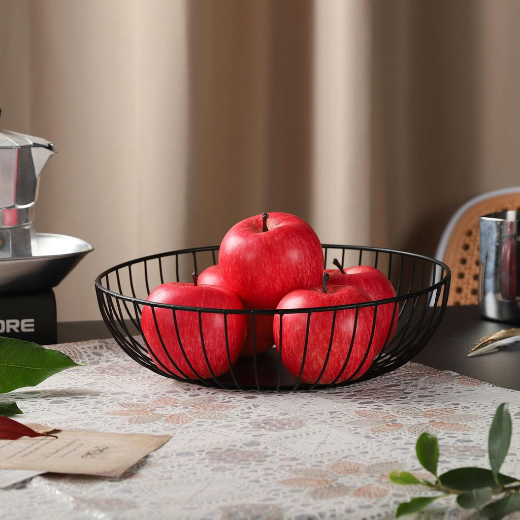 IBWell Black Wire Fruit Basket Fruit Bowl Kitchen Fruit Basket Stand Fruit Bowls for the Counters Metal Fruit Bowl (Exposure)