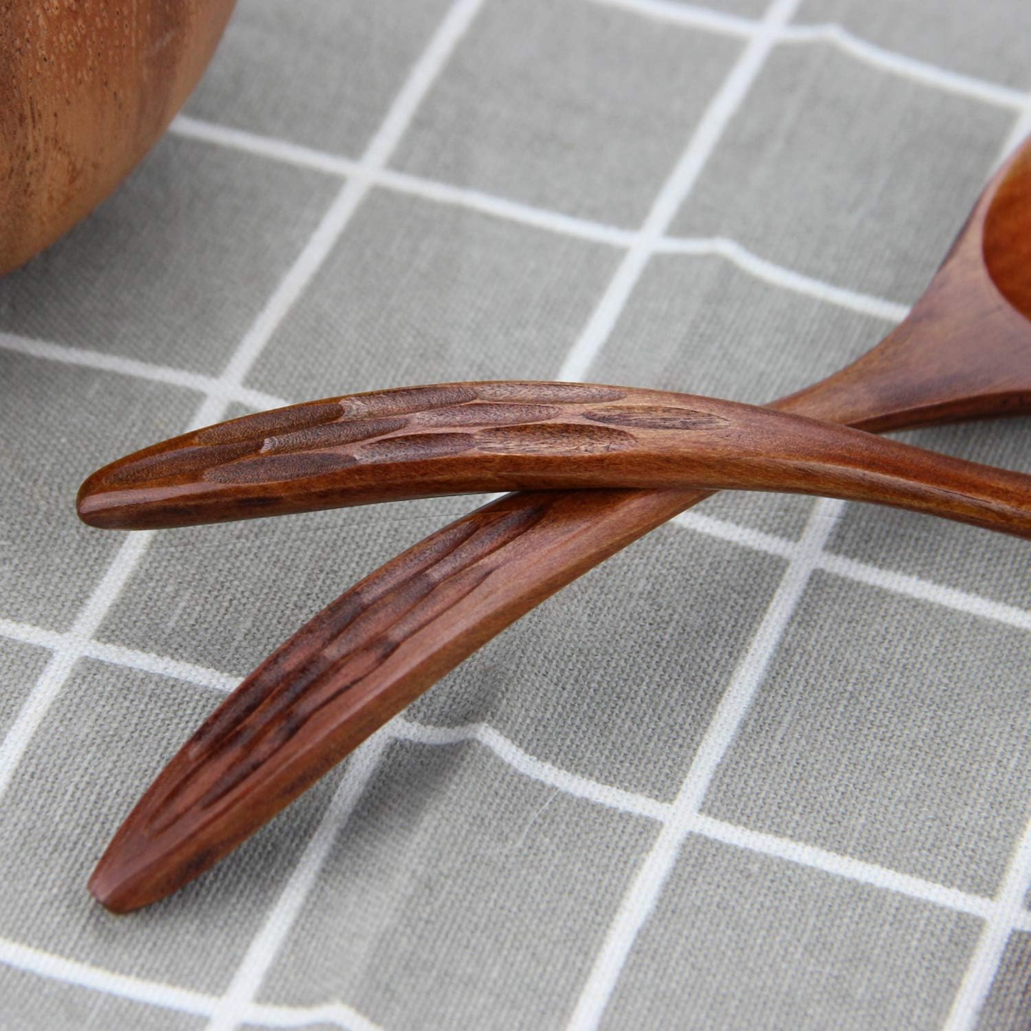 IQCWOOD Wooden Soup Spoons  Magic Wooden Spoons for Eating  6 Pieces 6.8 inch Asian Soup Spoon for Salad Desserts  Coffee  Snacks  Cereal  and Fruit