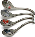 4Pcs Ceramic Soup Spoons  Asian Chinese Spoon Long Handle Spoon Ramen Spoons  Porcelain Japanese Spoons for Ramen  Vietnamese Wonton  Dumpling Rice Noodle Soup Spoons - Set of 4