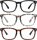 MEETSUN Blue Light Blocking Glasses  Anti Eye Strain Headache (Sleep Better) Computer Reading Glasses UV400 Transparent Lens (Black+Leopard+Tortoise  53)