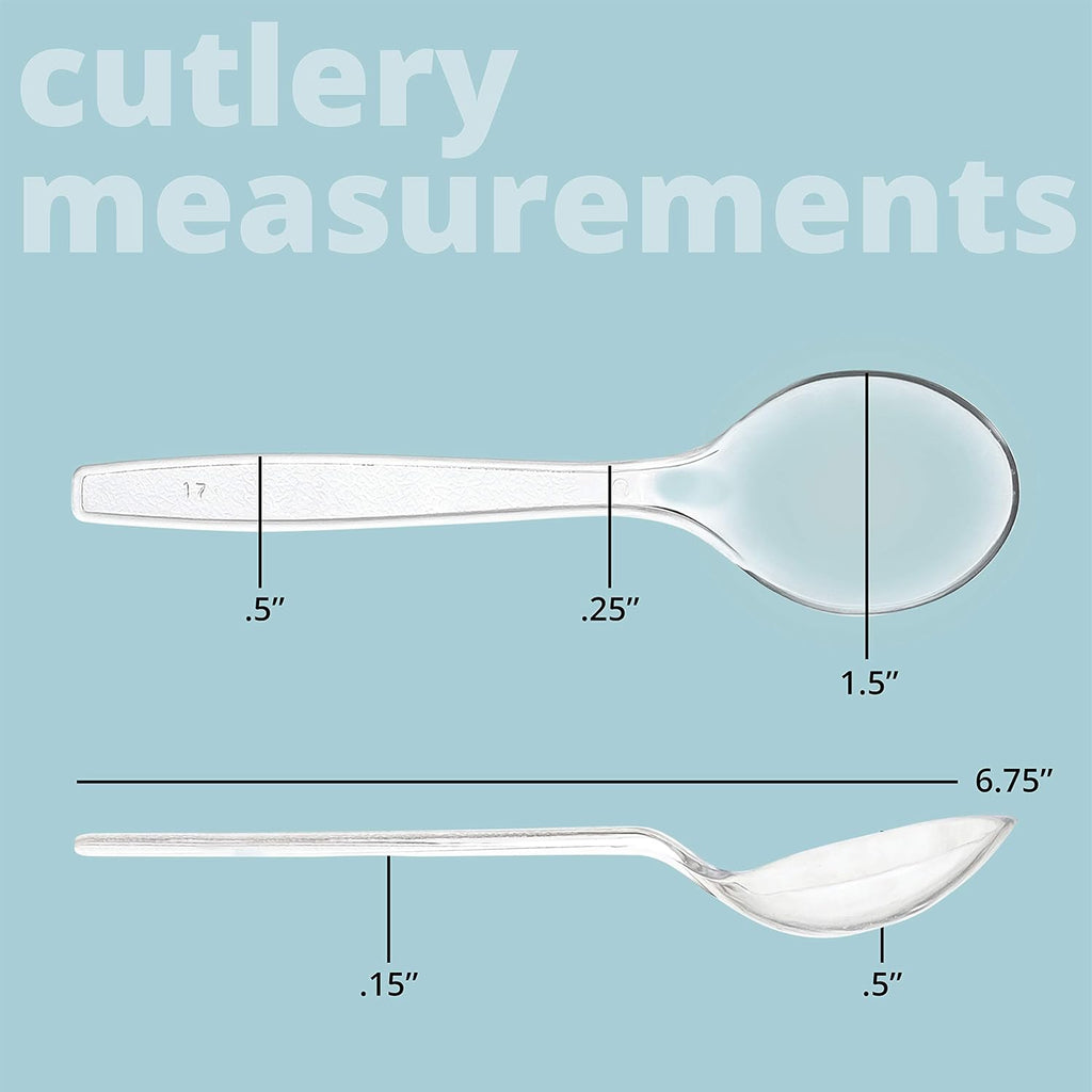 Plasticpro Disposable Clear Plastic Soup Spoons Heavyweight Utensils Pack of 200 Count