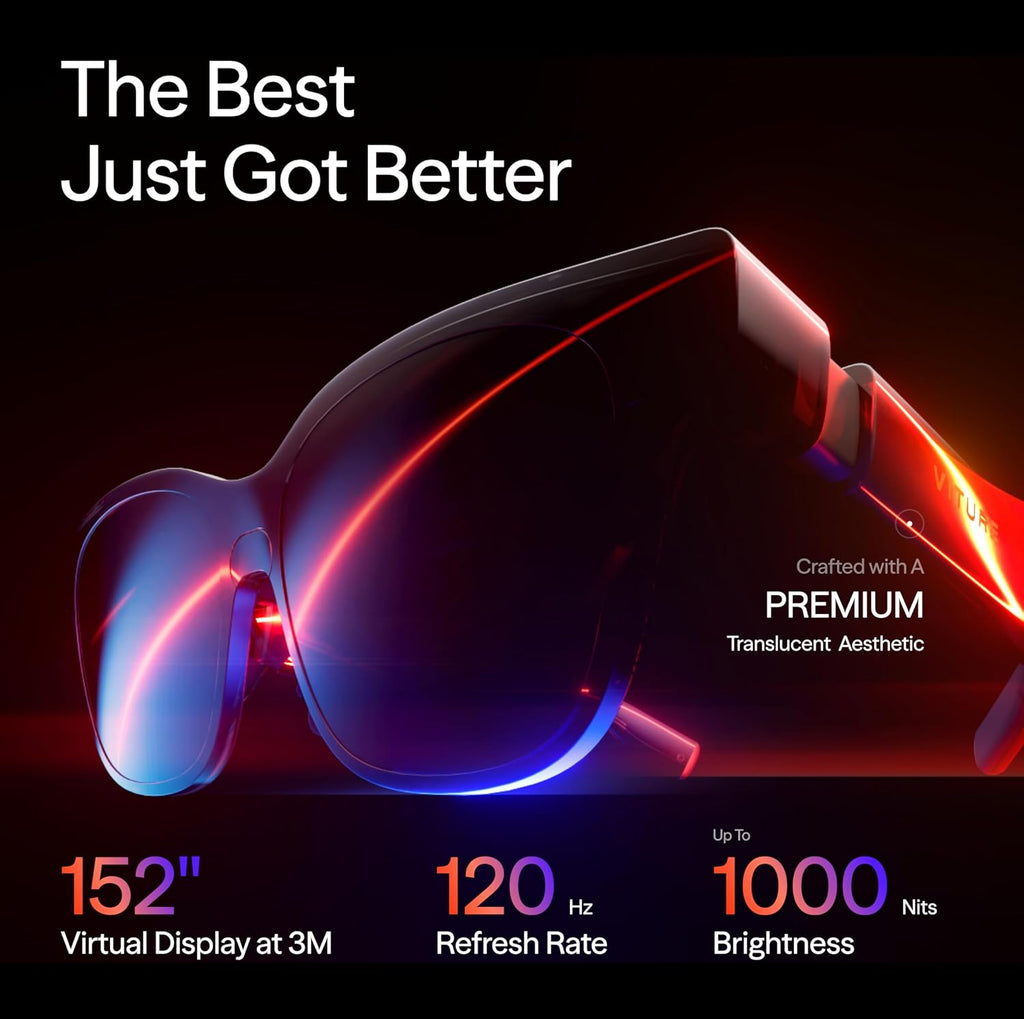 VITURE Luma Pro XR Glasses — 152” 1200p Ultra Sharp Display  1000 Nits  52° FOV  Dimming Adjustments  AR Glass for iPhone 17/16/15  Android  Mac  PC  Steam Deck  First-Ever XR Experience for Switch 2