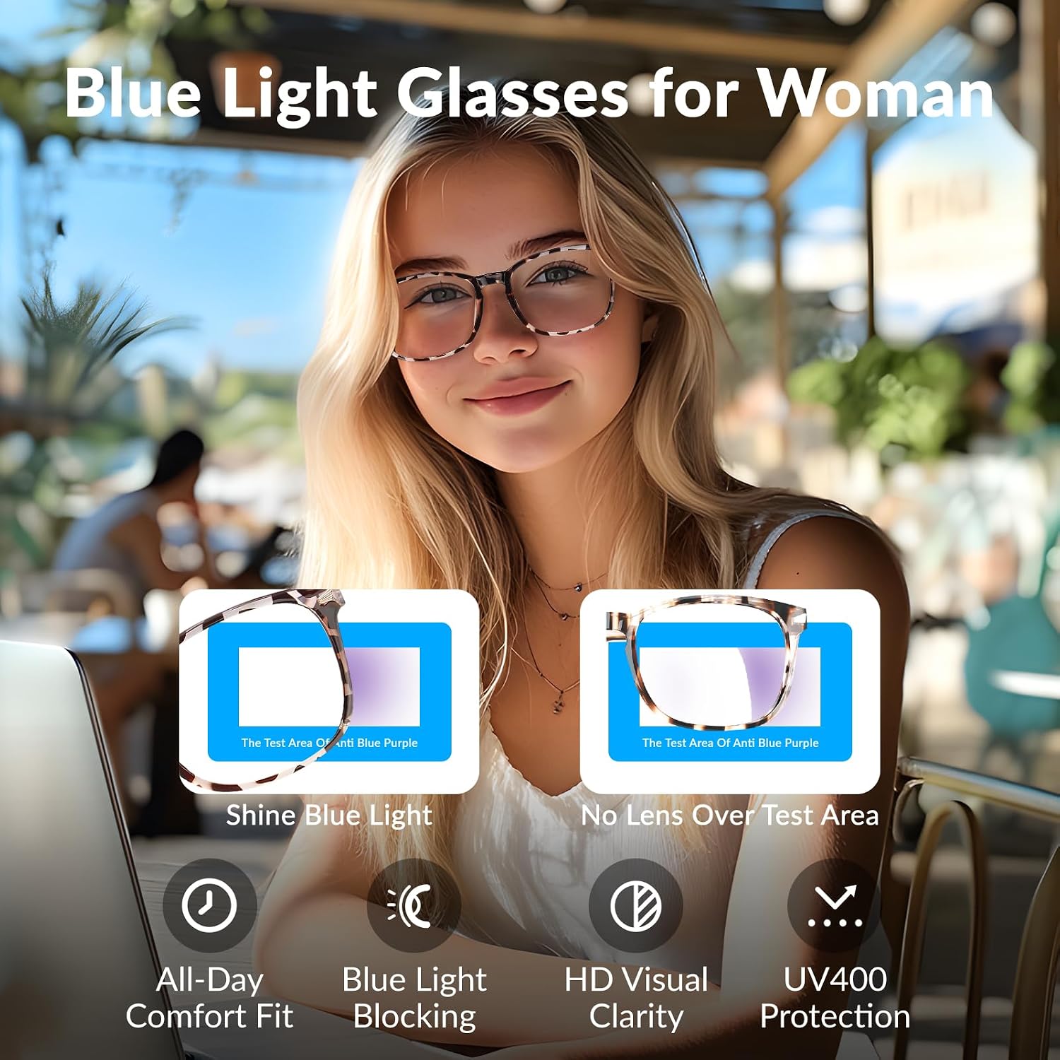 Blue Light Glasses for Woman Men | 99% Blue Light Blocking Glasses for Computer Gaming TV Phone Screen Square Frame | Anti Eyestrain & UV Glare Protection - 5 Pair