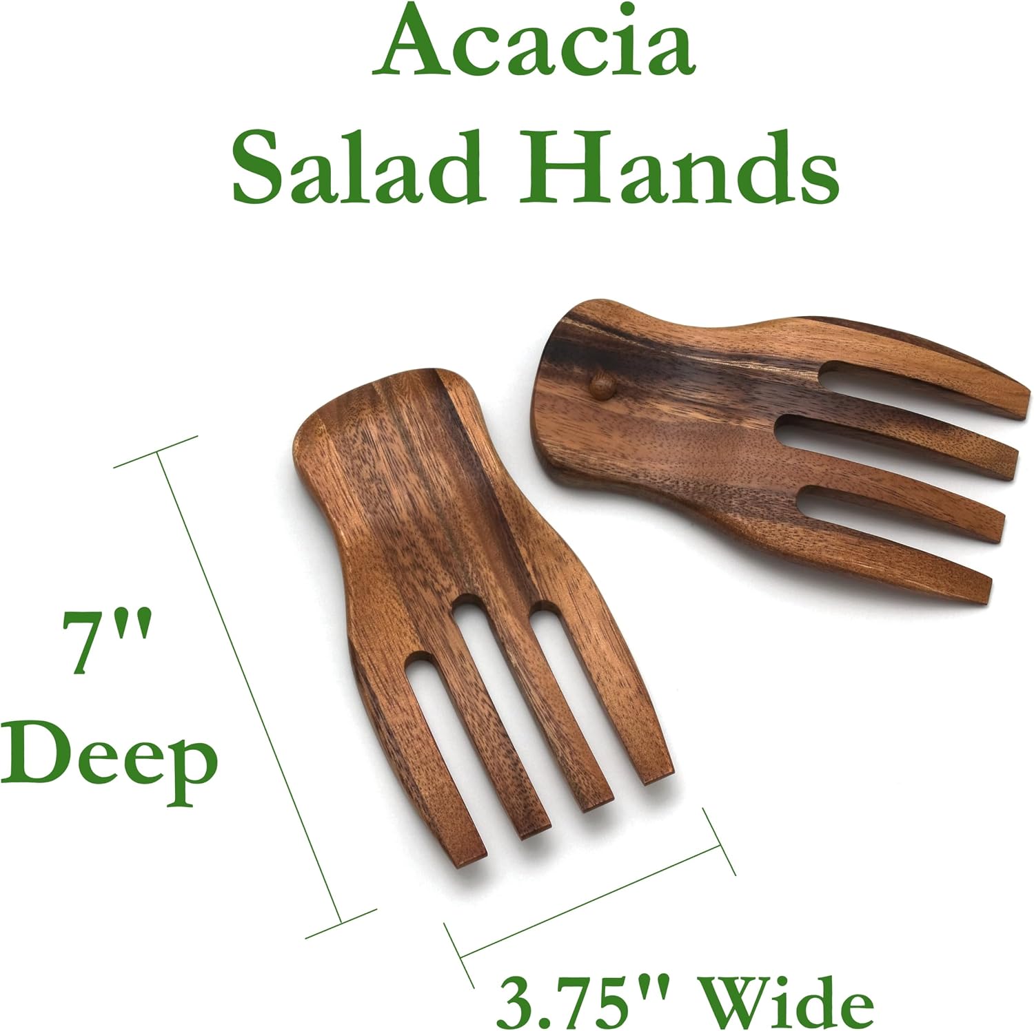 Lipper International 1102 Acacia Salad Hands  3.75" x 7" x 1.88"  One Pair