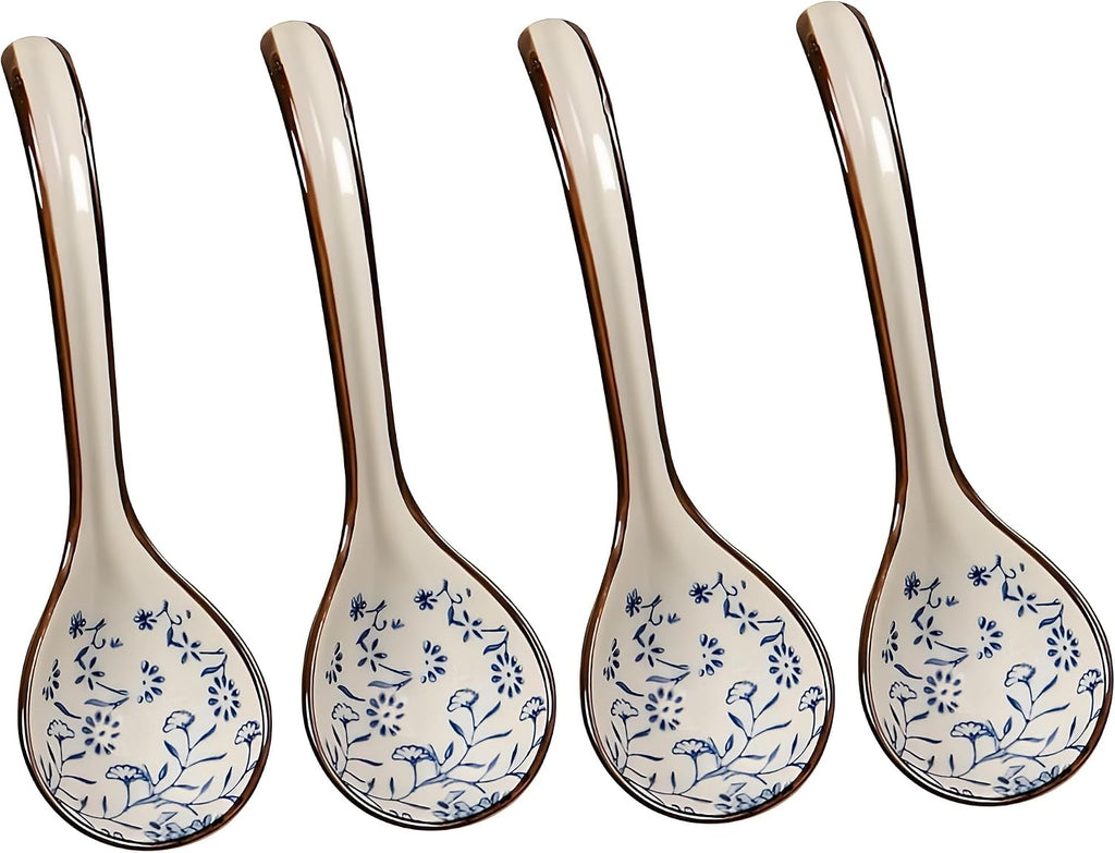 4 pieces Hand-crafted Japanese style Ceramic Soup Spoon(gift boxes including)