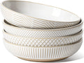 LE TAUCI Pasta Bowls 46oz  Large Salad Bowl  Ceramic Serving Plate  House-warming Wedding Present  Embossment Stoneware Bowl for Fruits  Noodle  Dinner - 9 Inch  Set of 4  Arctic White