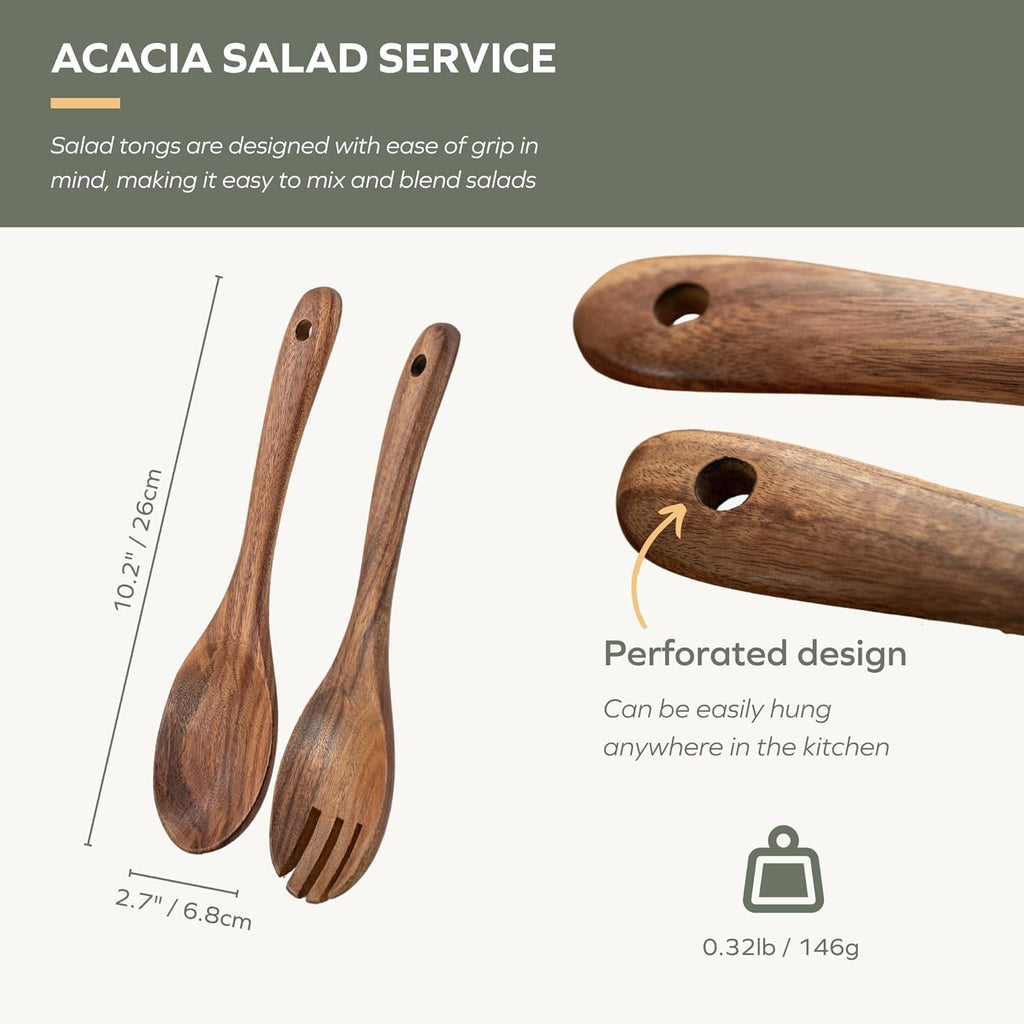 Muso Wood Acacia Salad Servers 10-inch set of 2 (Acacia salad servers)