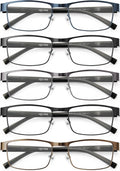 5PCS Reading Glasses Men - Blue Light Blocking Computer Metal Thin Frame Readers For Mens/Women（2.00）