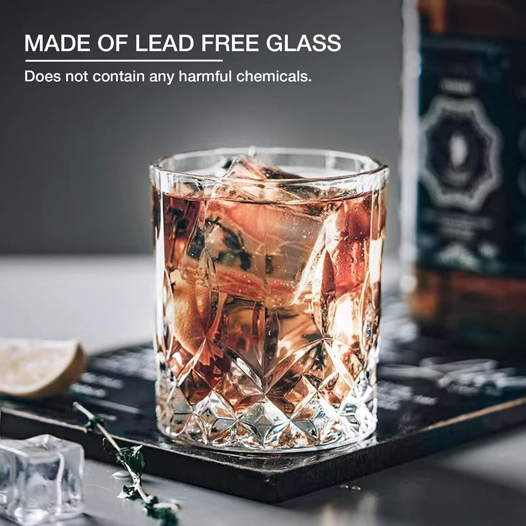 Crystal Whiskey Glasses Set of 8(Buy 6  get 2 Free)  11 OZ Old Fashioned Whiskey Glasses  Bourbon Cocktail Rocks Glasses  Clear Bar Glasses for Drinking Scotch Vodka Tequila Rum Gift for Men