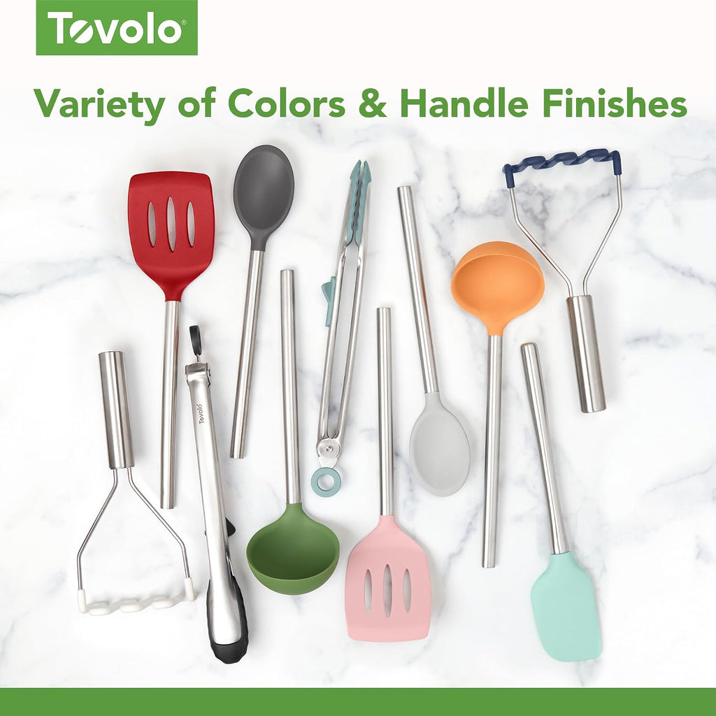 Tovolo Silicone Ladle With Stainless Steel Handle Deep Soup Ladle for Cooking Canning Serving Soup Punch Stew Sauce  Large Kitchen Utensil Spoon Dishwasher Safe BPA Free Silicone Cayenne Red