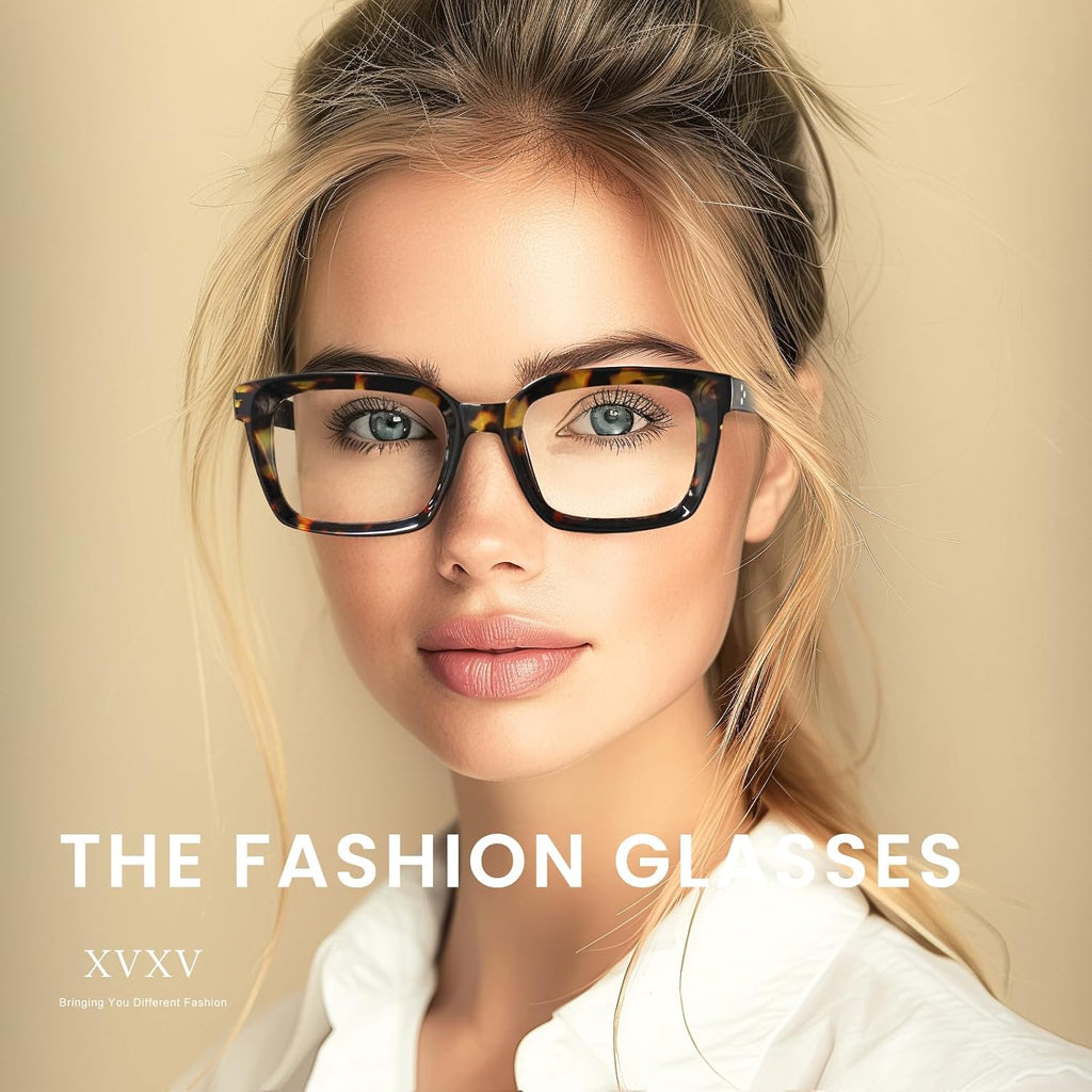 XVXV Reading Glasses for Women Men - Blue Light Blocking Readers Oversize Oprah Square Anti Glare/Eyestrain Spring Hinge