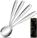 18/10 Stainless Steel Soup Spoons  7.3-in Deep Heavy Weight Round Soup Thick Spoons  Suitable for Cereal Bouillon Milk Soup Hot Chocolate Dinner Guest  Pack of 4