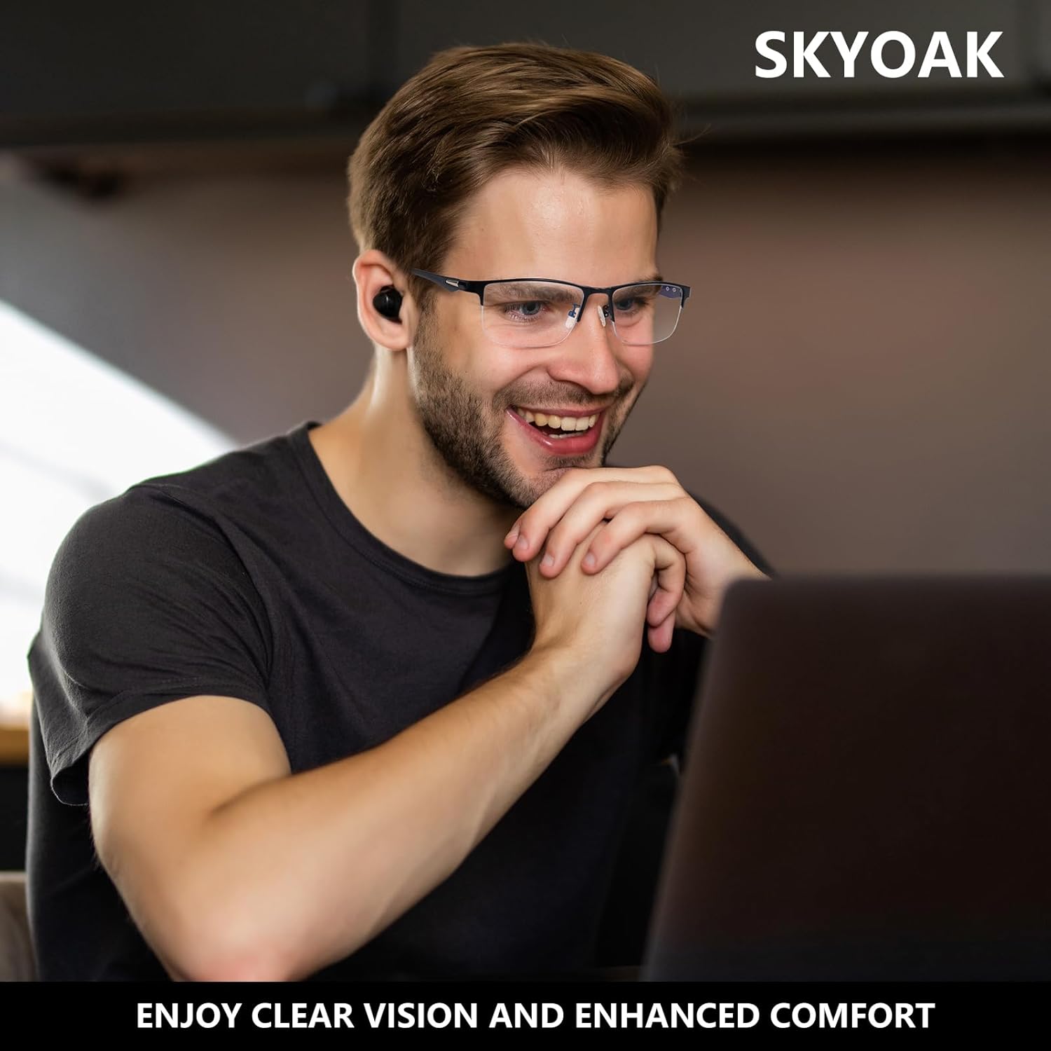 SKYOAK 2 Pack Mens Premium Progressive Multifocus Reading Glasses  TR90 Temples Blue Light Blocking Anti UV/Eye Strain Computer Readers No-Line Half Frame Multifocal Eyeglasses  2x