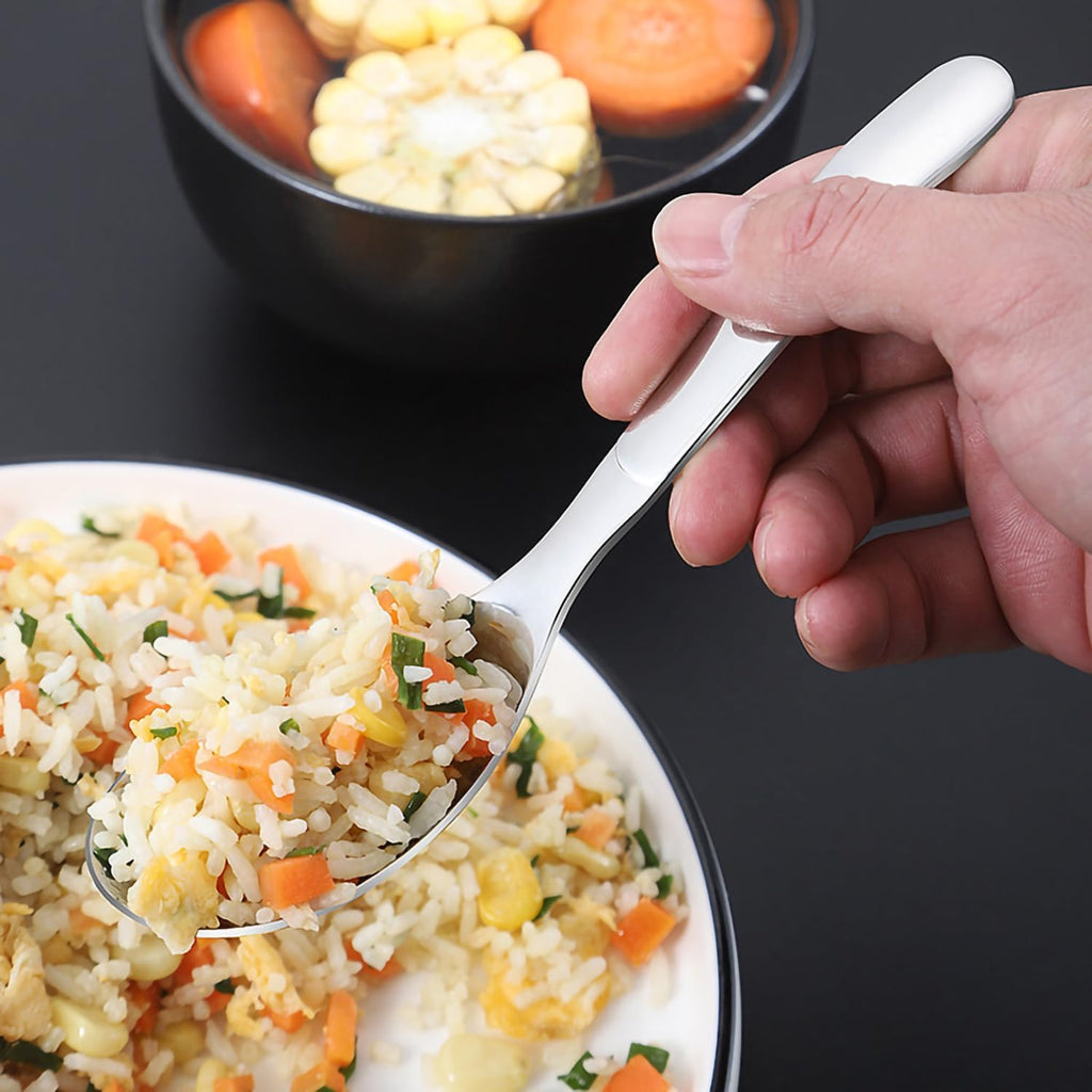 Asian Soup Spoons Chinese Soup Spoons Stainless Steel Spoons  Thick Heavy Stainless Steel Soup Spoons Table Spoons Dinner Spoons Flat Square Spoon Set of 4