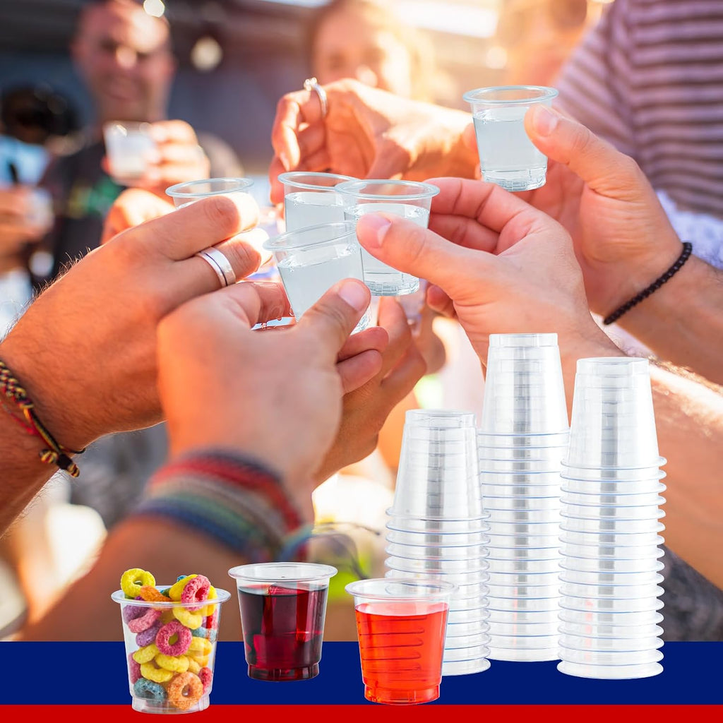 JOLLY CHEF 900 Pack 2 oz Plastic Shot Glasses  Clear Disposable Cups  Plastic Shot Cups Disposable for Jelly Shots  Wine Tasting  Food Samples Thanksgiving Party  Wedding  Christmas