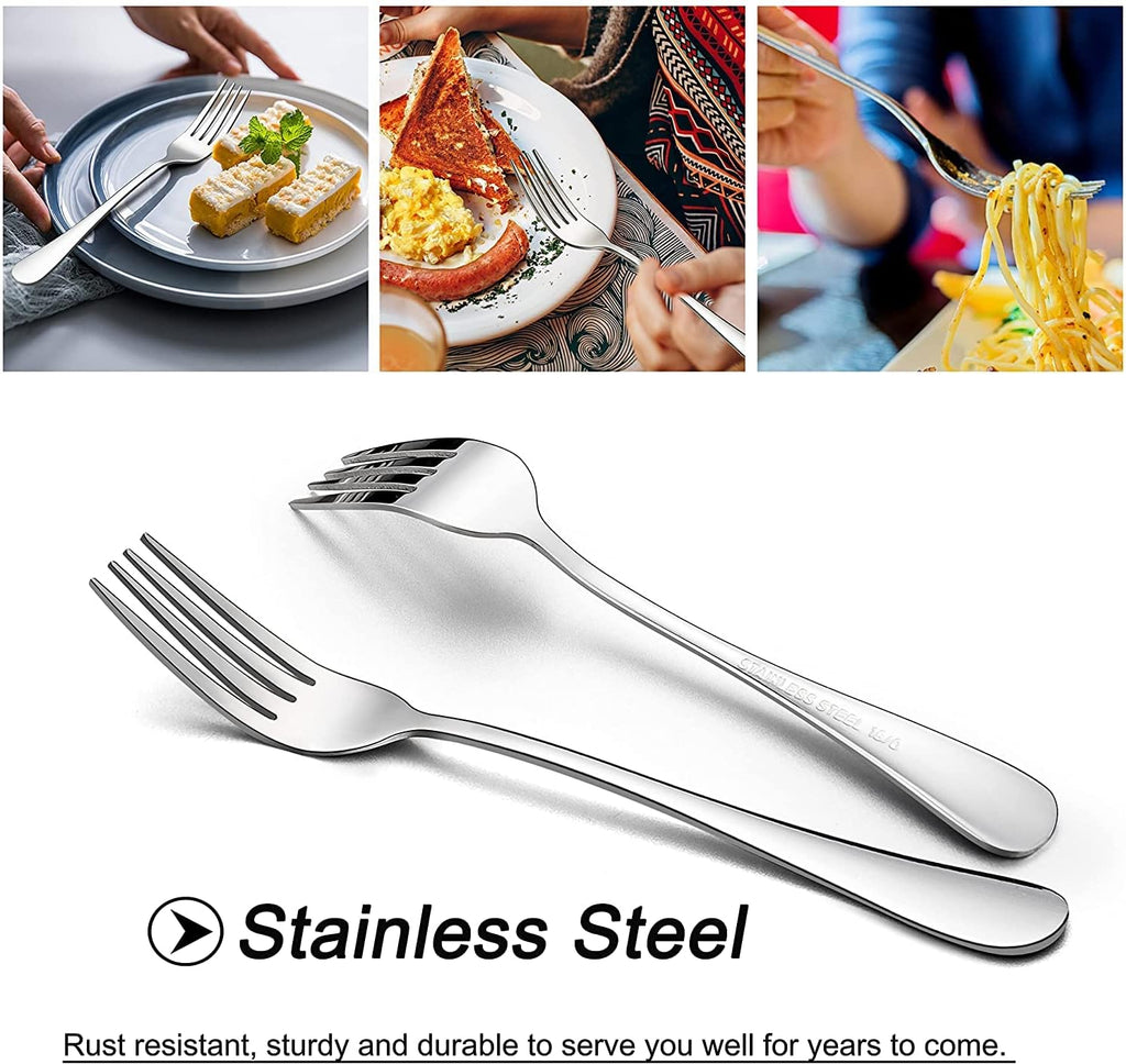 LIANYU Salad Forks Set of 12  Stainless Steel Silverware Flatware Appetizer Dessert Forks  Mirror Finish  Dishwasher Safe