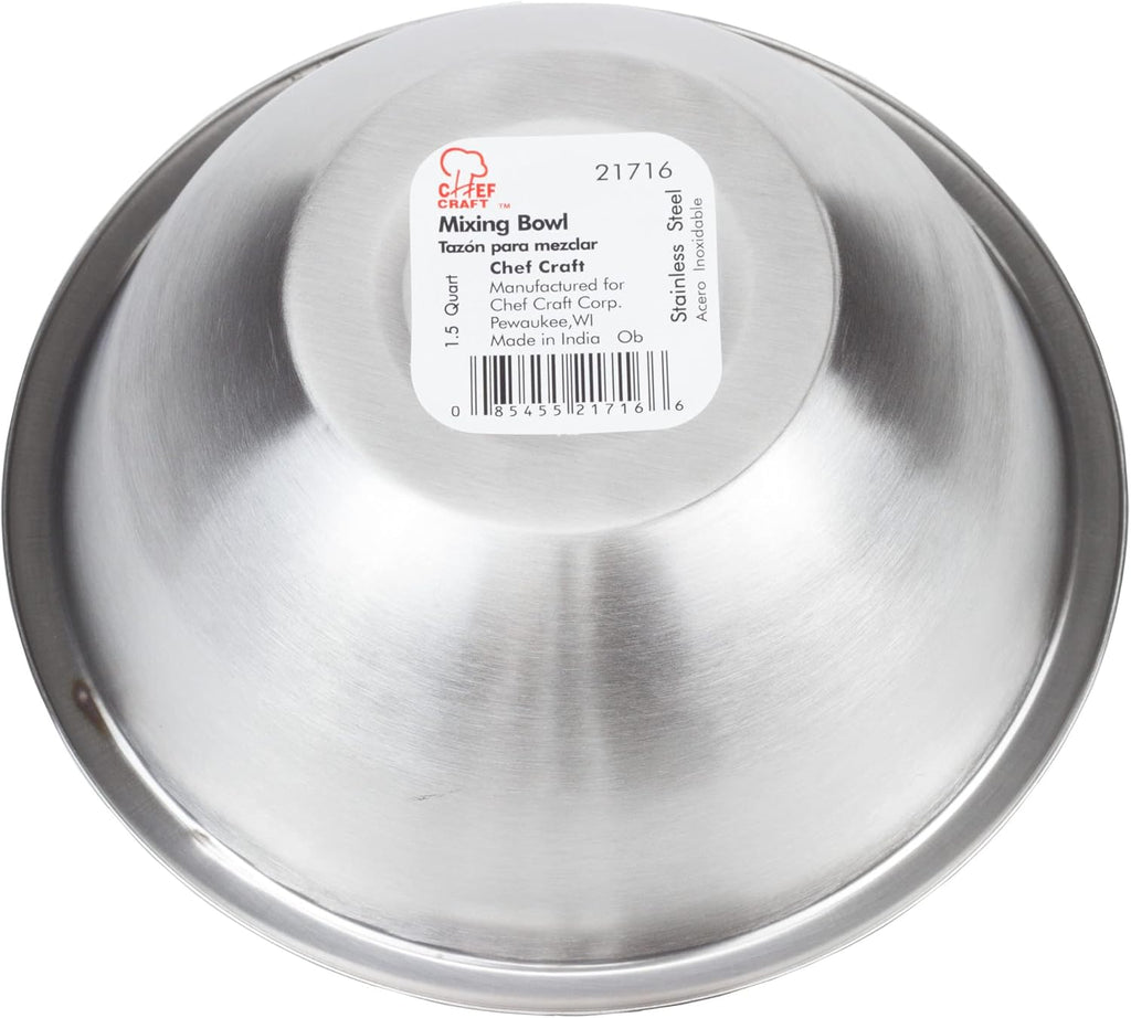 Chef Craft Brushed Mixing Bowl  1.5-Quart  Stainless Steel