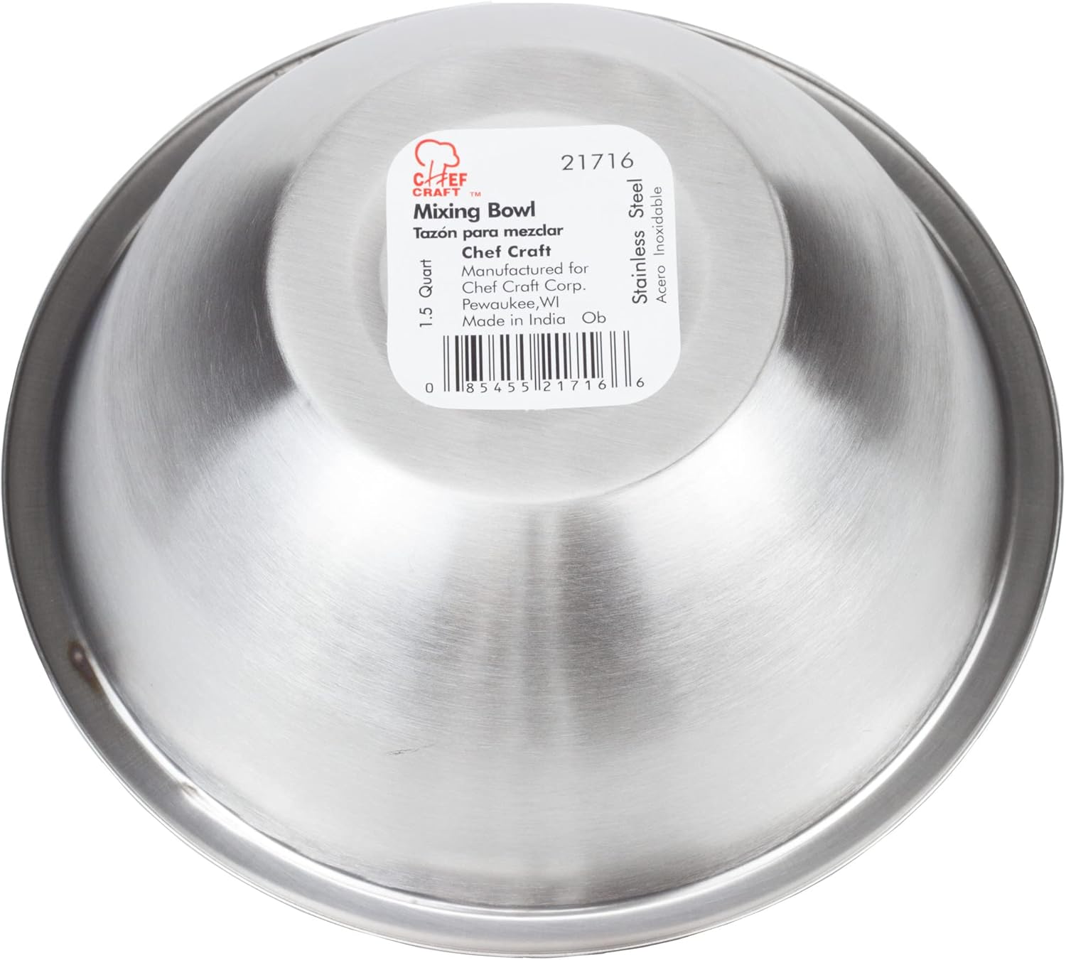 Chef Craft Brushed Mixing Bowl  1.5-Quart  Stainless Steel