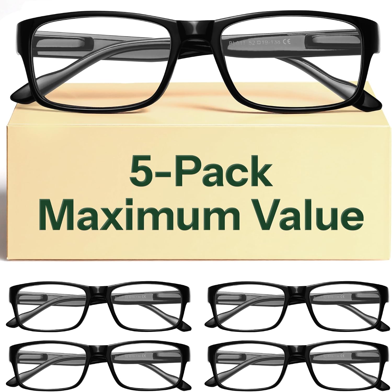 Gaoye 2.75 Professional Reading Glasses for All Day - Computer Readers with Blue Light Protection - Value Pack