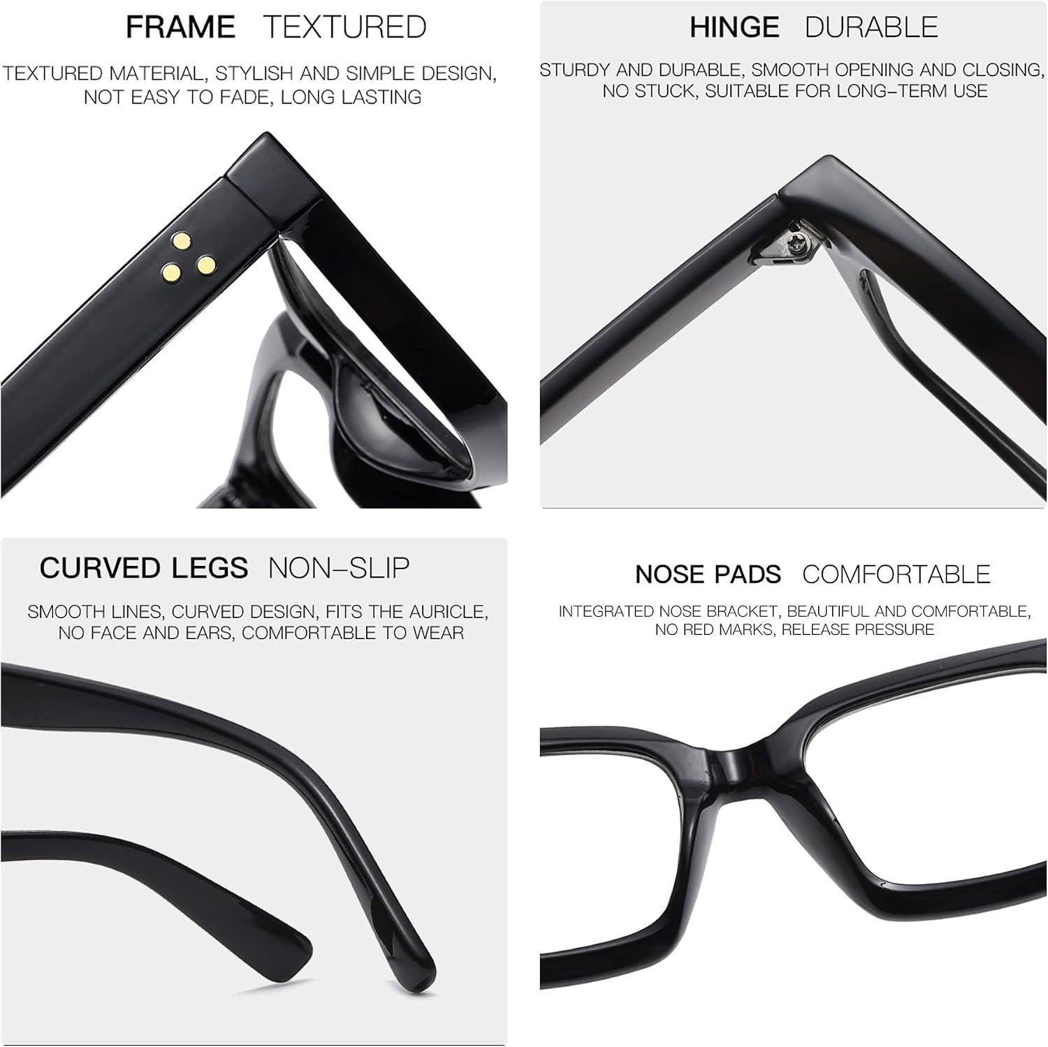 Kursan Classic Non Prescription Clear Lens Black Glasses for Women Men Thick Square Frame Eyeglasses