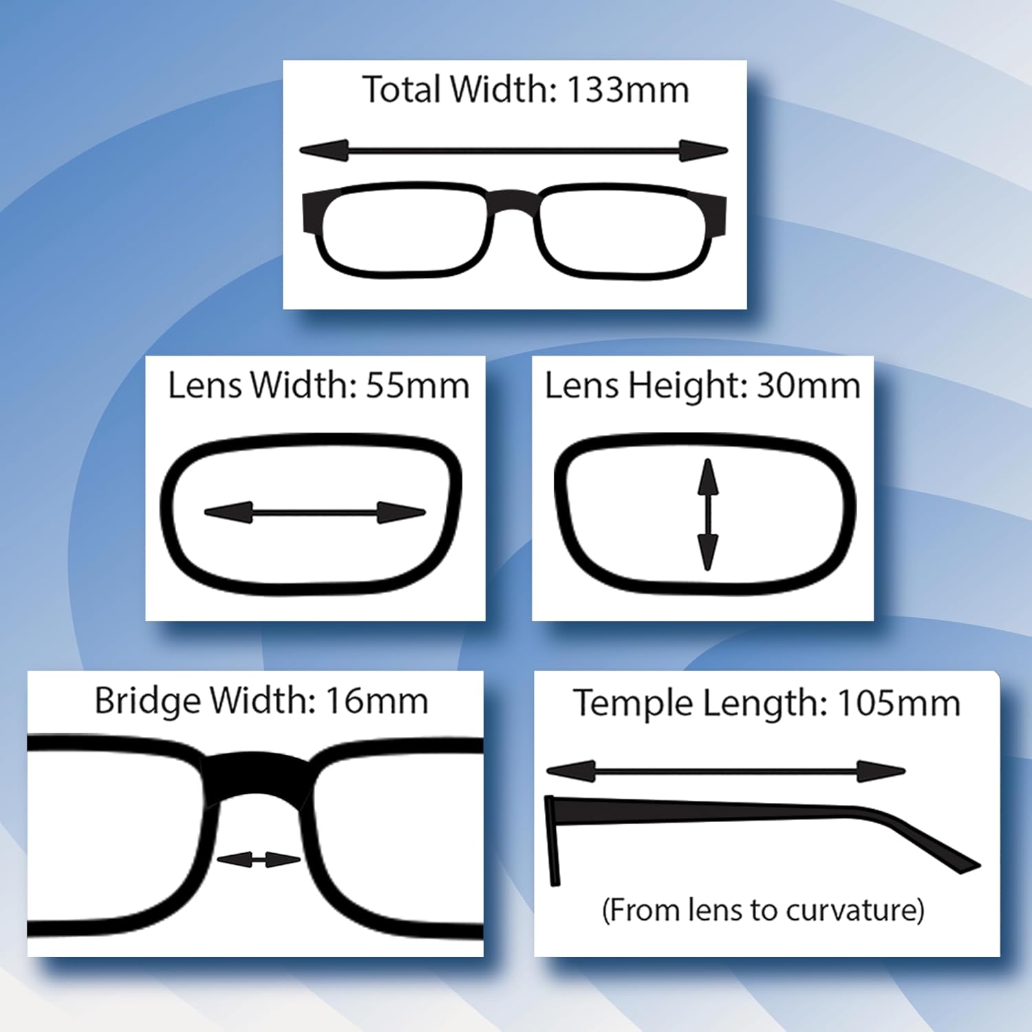 Boost Eyewear 6 Pack Reading Glasses  Traditional Black Frames  with Spring Loaded Hinges