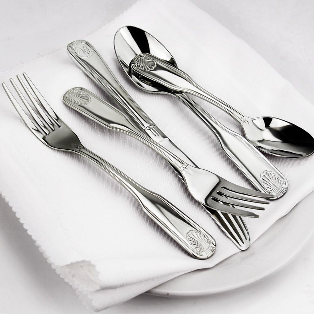New Star Foodservice 58307 Shell Pattern  18/0 Stainless Steel  Salad Fork  7.1-Inch  Set of 12