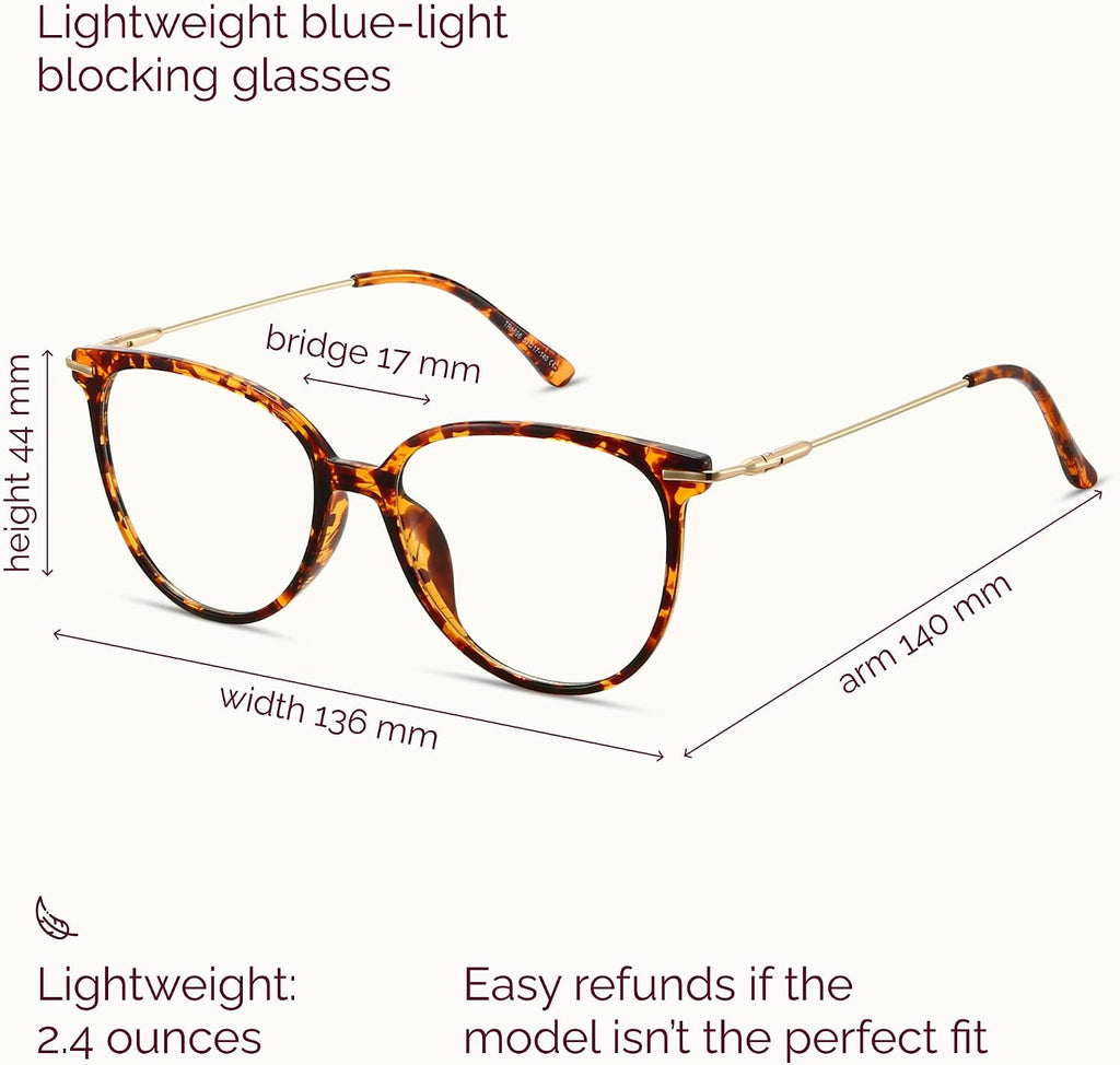 Gaoye Blue Light Blocking Glasses - Trending Round TR90 Frames  Metal Arms  UV400 Protection - Matching Soft Case