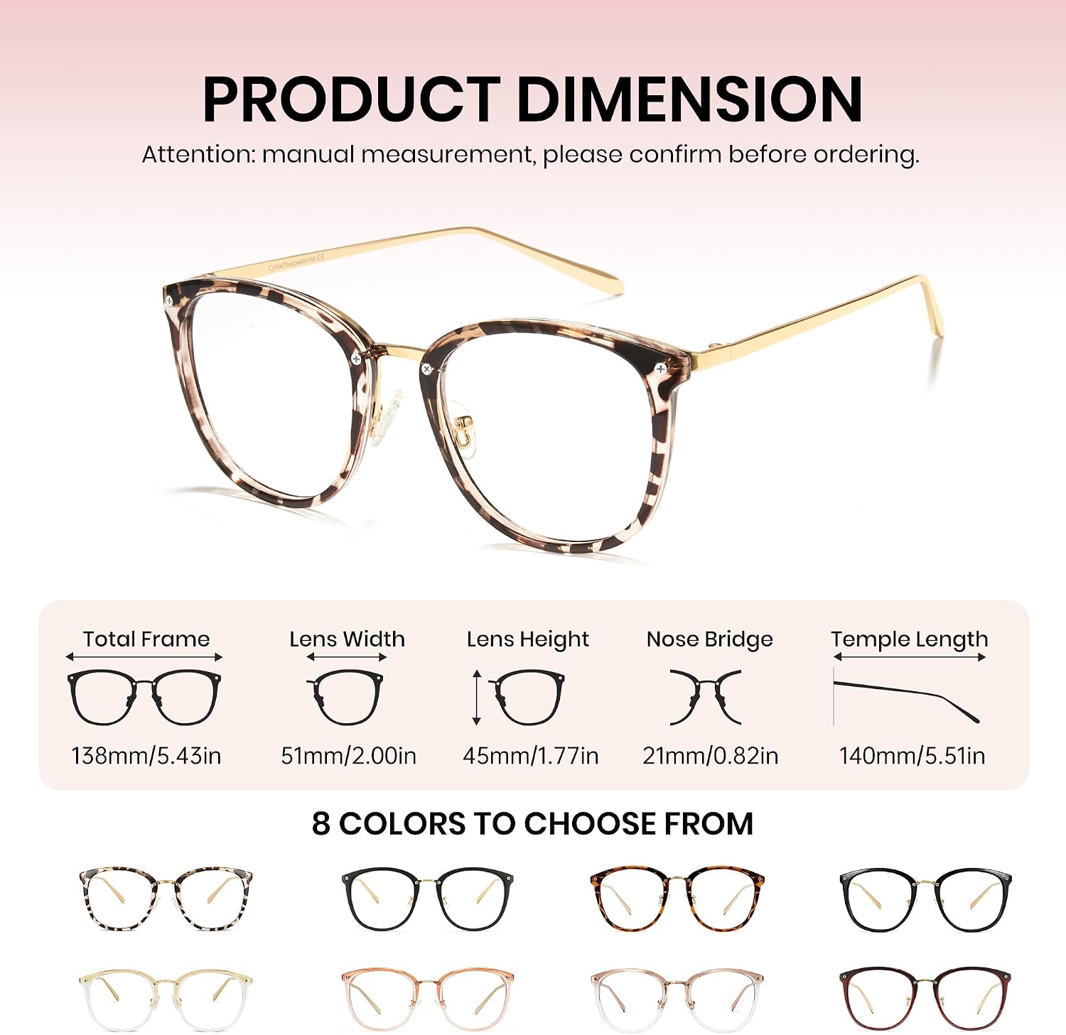 Cyxus Blue Light Glasses for Woman  Reduce Eye Strain Ideal for Office Working  Studying Ultra-Light TR90 for All-Day Comfort