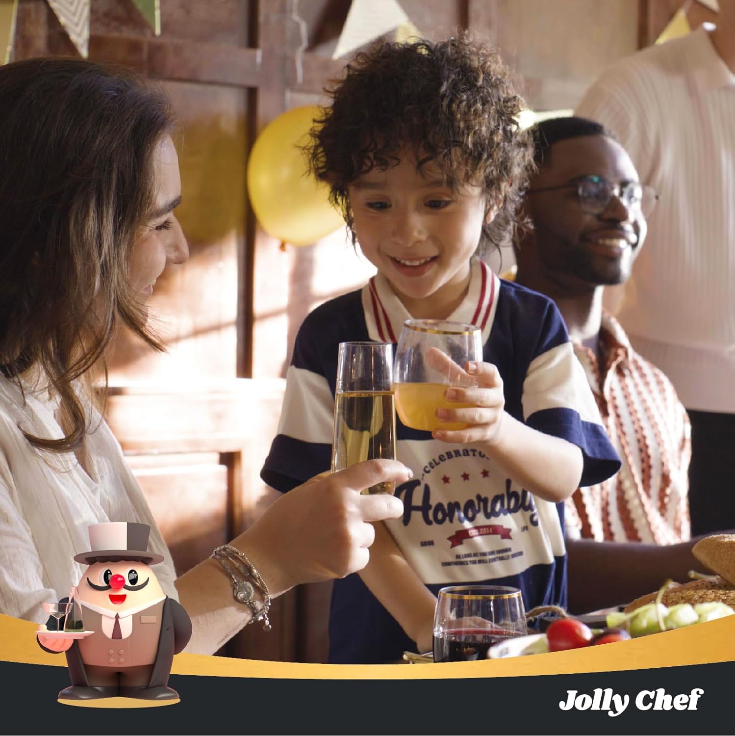 JOLLY CHEF 12 oz 40 Pack Gold Plastic Wine Glasses Stemless  Shatterproof  Unbreakable  Crystal  Disposable Plastic Wine Cups for Party  Halloween  Christmas  Thanksgiving