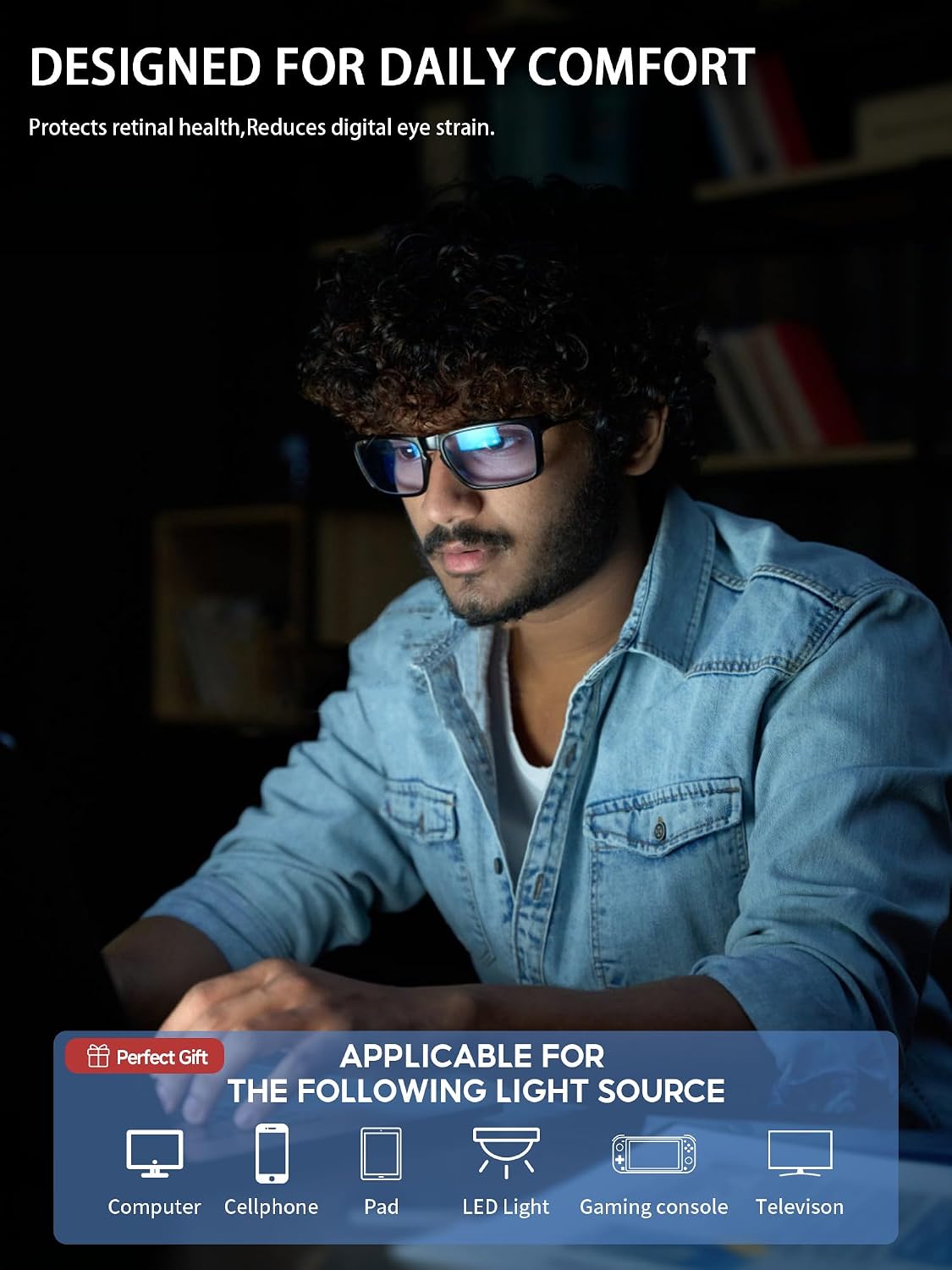 Blue Light Blocking Glasses For Men/Women Anti-Fatigue Computer Monitor Gaming Improve Sleep Reduce Eye Strain Gamer Glasses