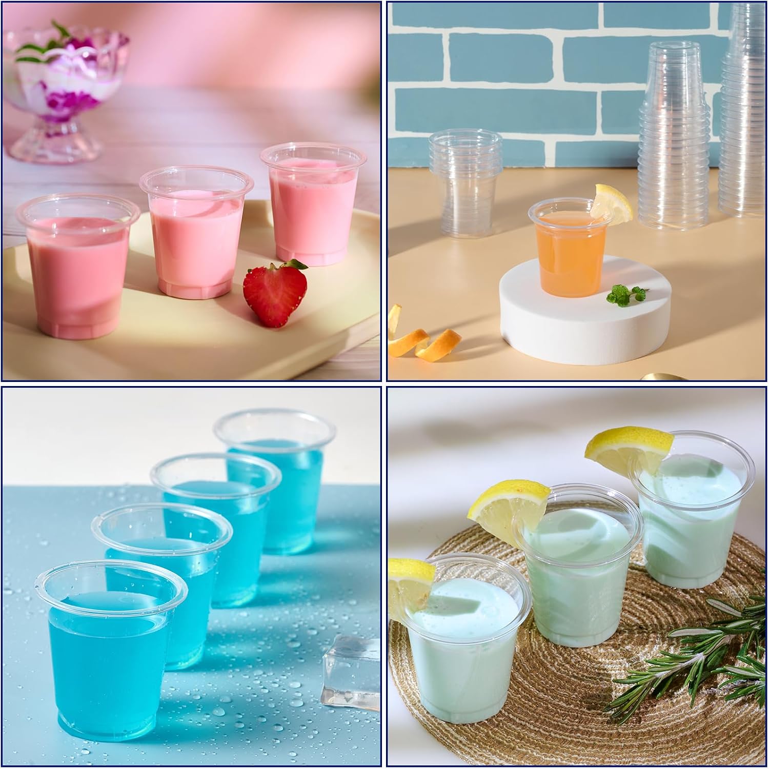 JOLLY CHEF 900 Pack 2 oz Plastic Shot Glasses  Clear Disposable Cups  Plastic Shot Cups Disposable for Jelly Shots  Wine Tasting  Food Samples Thanksgiving Party  Wedding  Christmas
