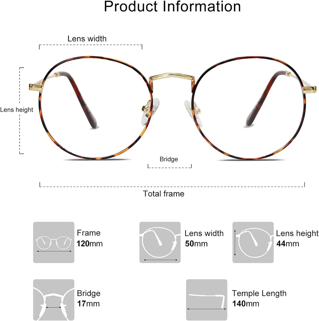 SOJOS Blue Light Blocking Computer Glasses Round Eyewear Anti Blue Light Lens Preppy Chic SJ5024B
